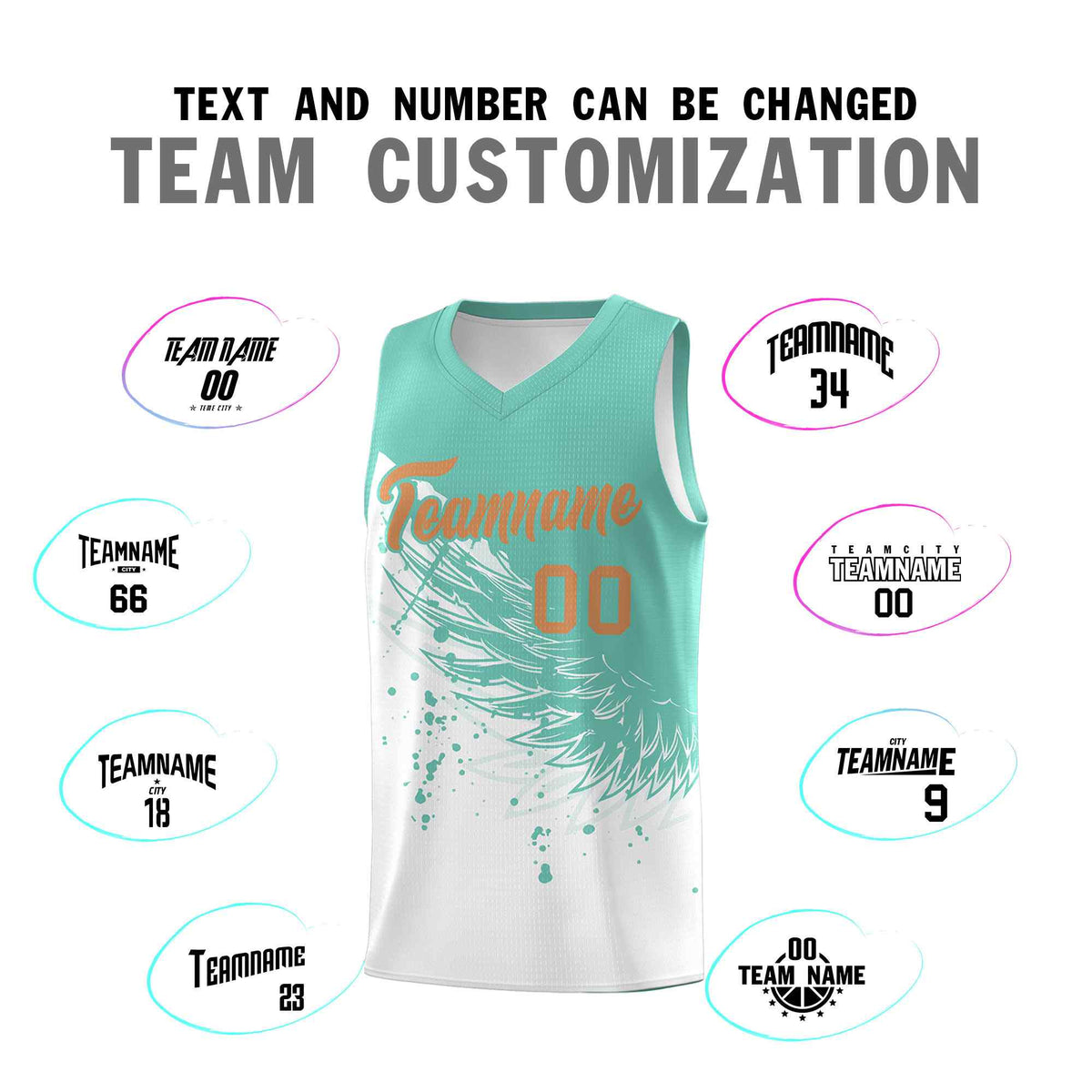 Custom White Bright Green Wing Pattern Sports Uniform Basketball Jersey