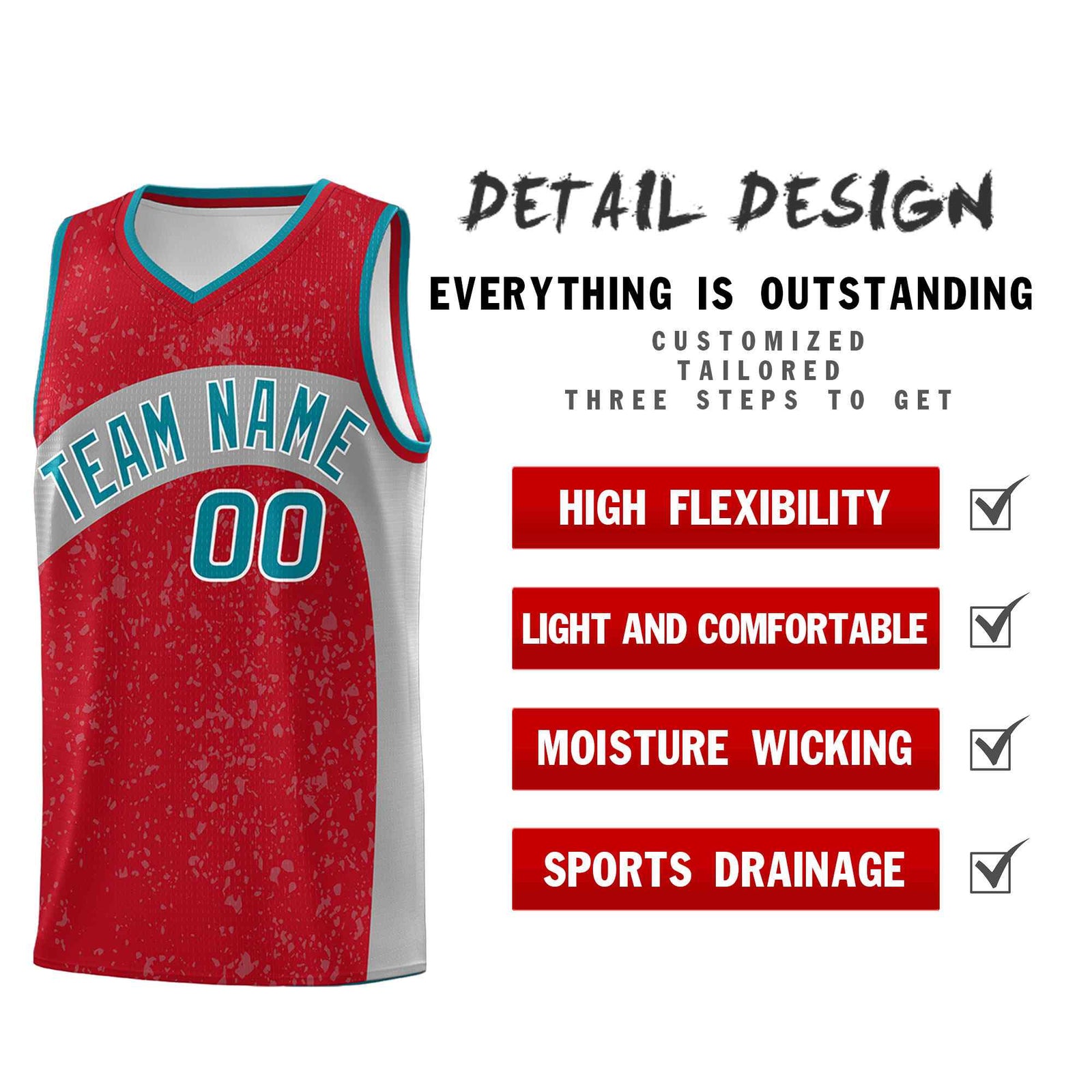 Custom Red Light Gray Dot Graffiti Pattern Irregular Team Names Sports Uniform Basketball Jersey