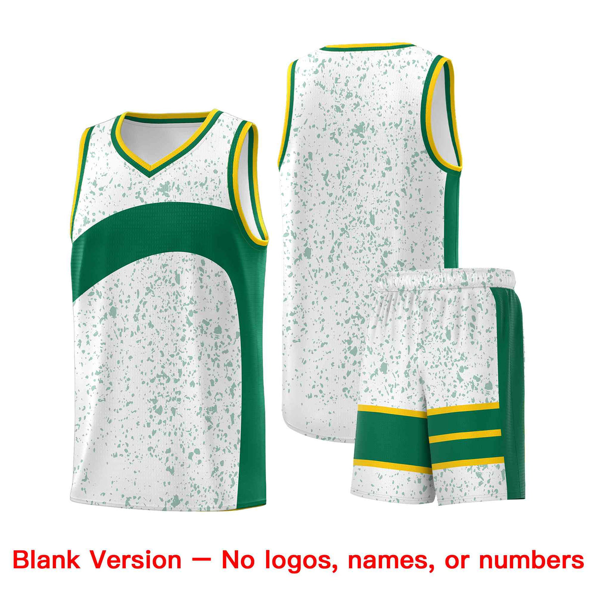 Custom White Kelly Green Dot Graffiti Pattern Irregular Team Names Sports Uniform Basketball Jersey