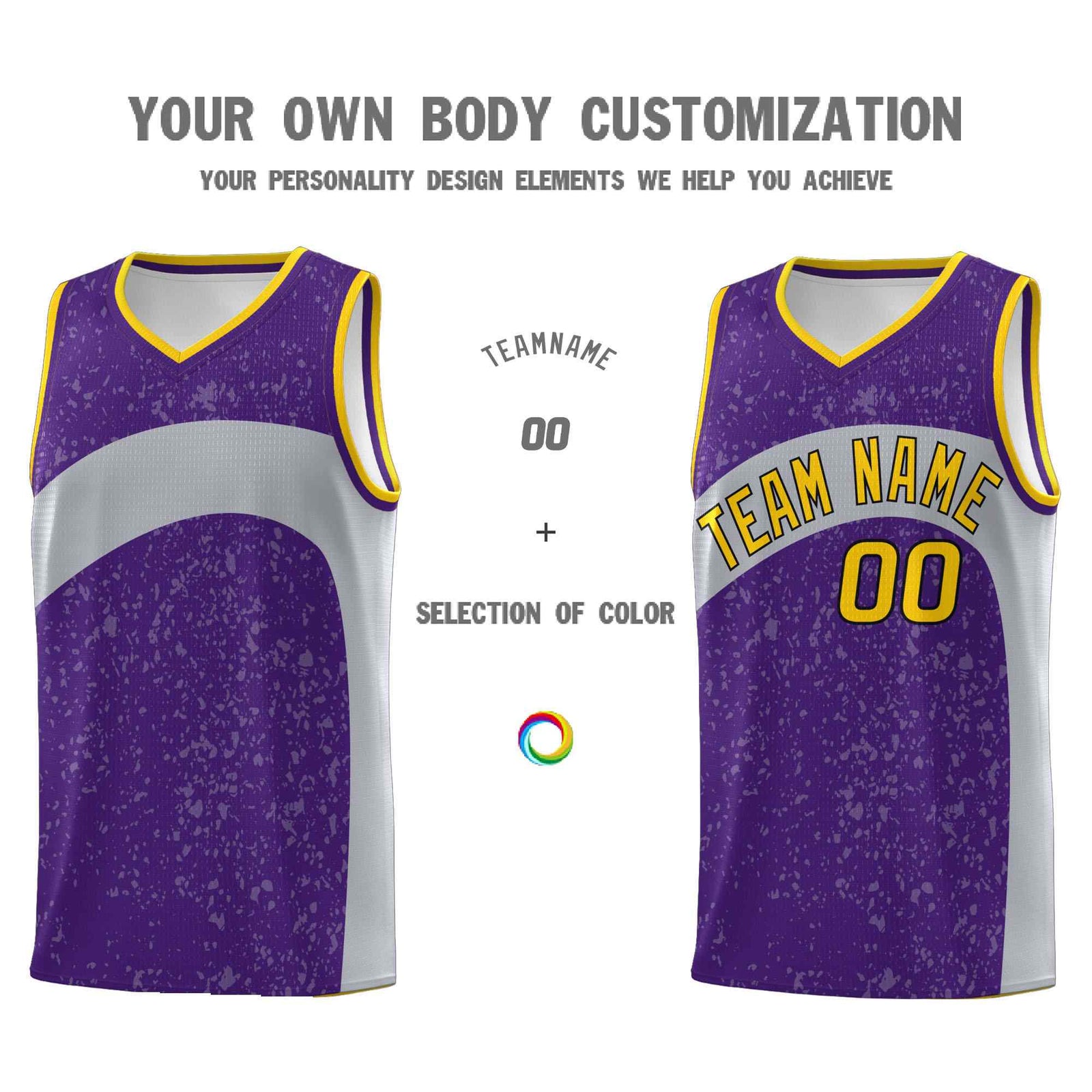 Custom Purple Light Gray Dot Graffiti Pattern Irregular Team Names Sports Uniform Basketball Jersey
