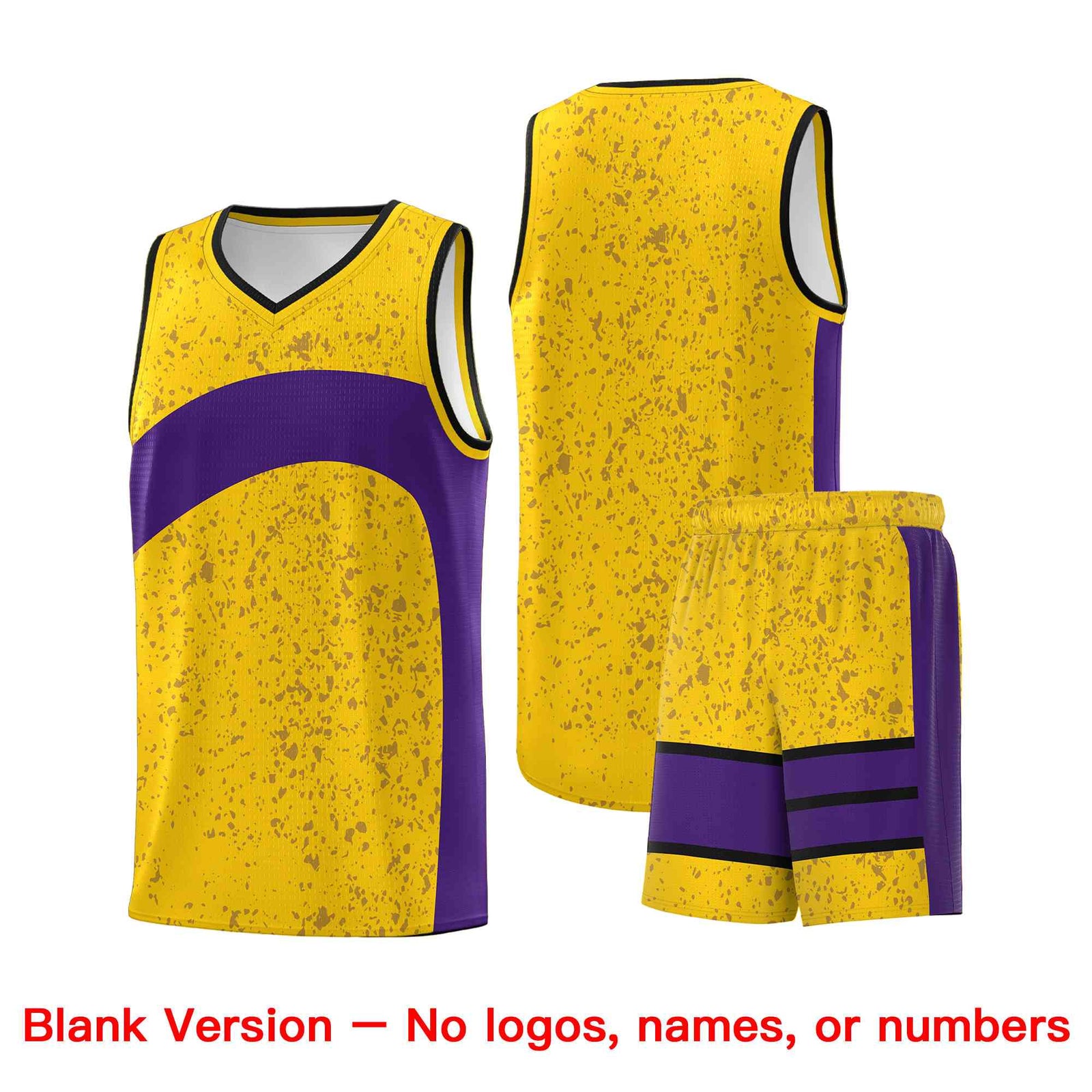 Custom Gold Purple Dot Graffiti Pattern Irregular Team Names Sports Uniform Basketball Jersey| KXKSHOP