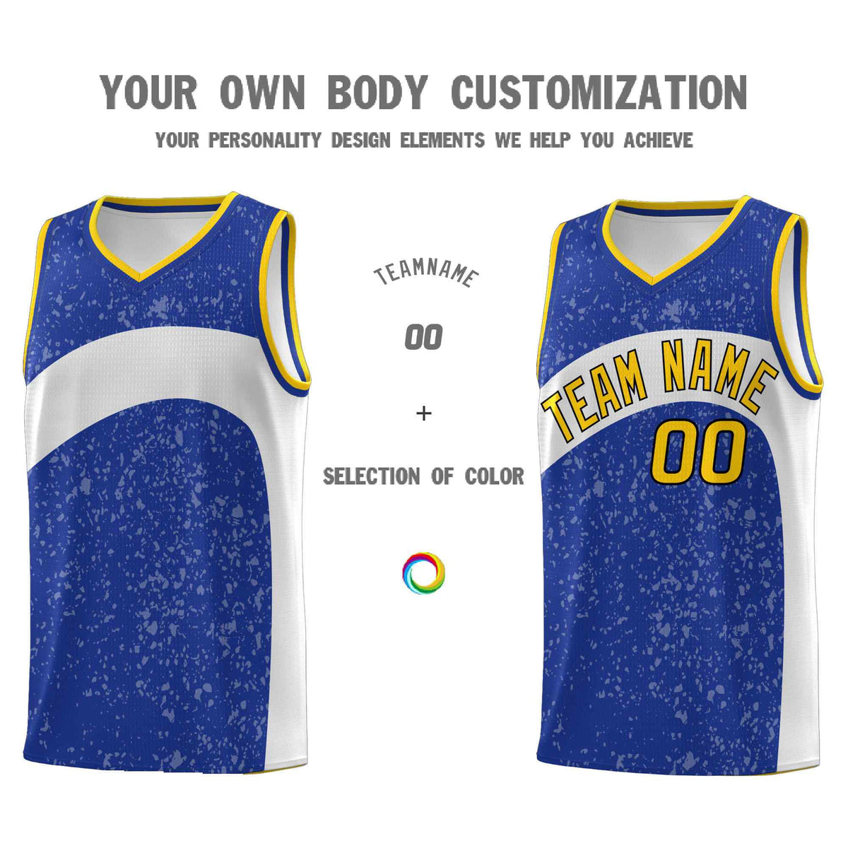 Custom Royal White Dot Graffiti Pattern Irregular Team Names Sports Uniform Basketball Jersey