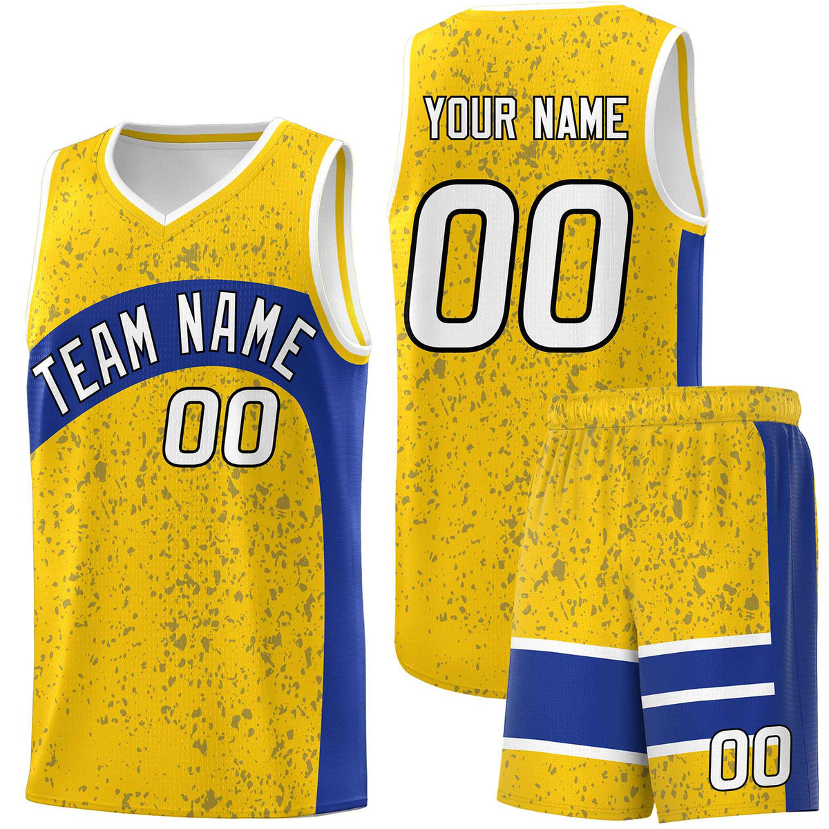 Custom Gold Royal Dot Graffiti Pattern Irregular Team Names Sports Uniform Basketball Jersey| KXKSHOP