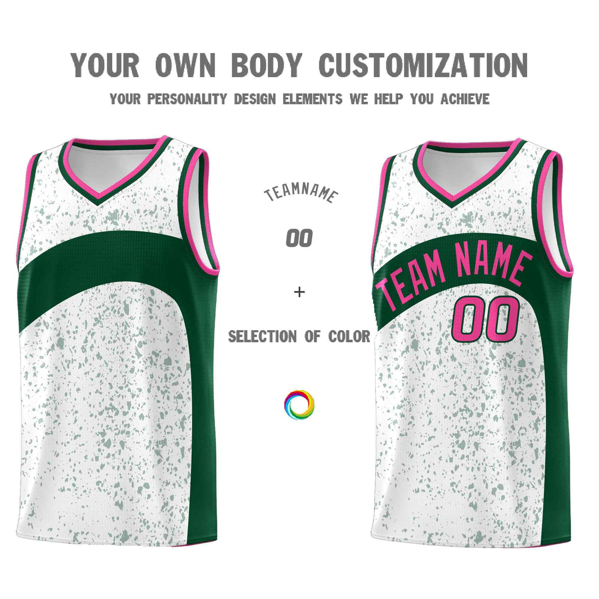 Custom White Green Dot Graffiti Pattern Irregular Team Names Sports Uniform Basketball Jersey