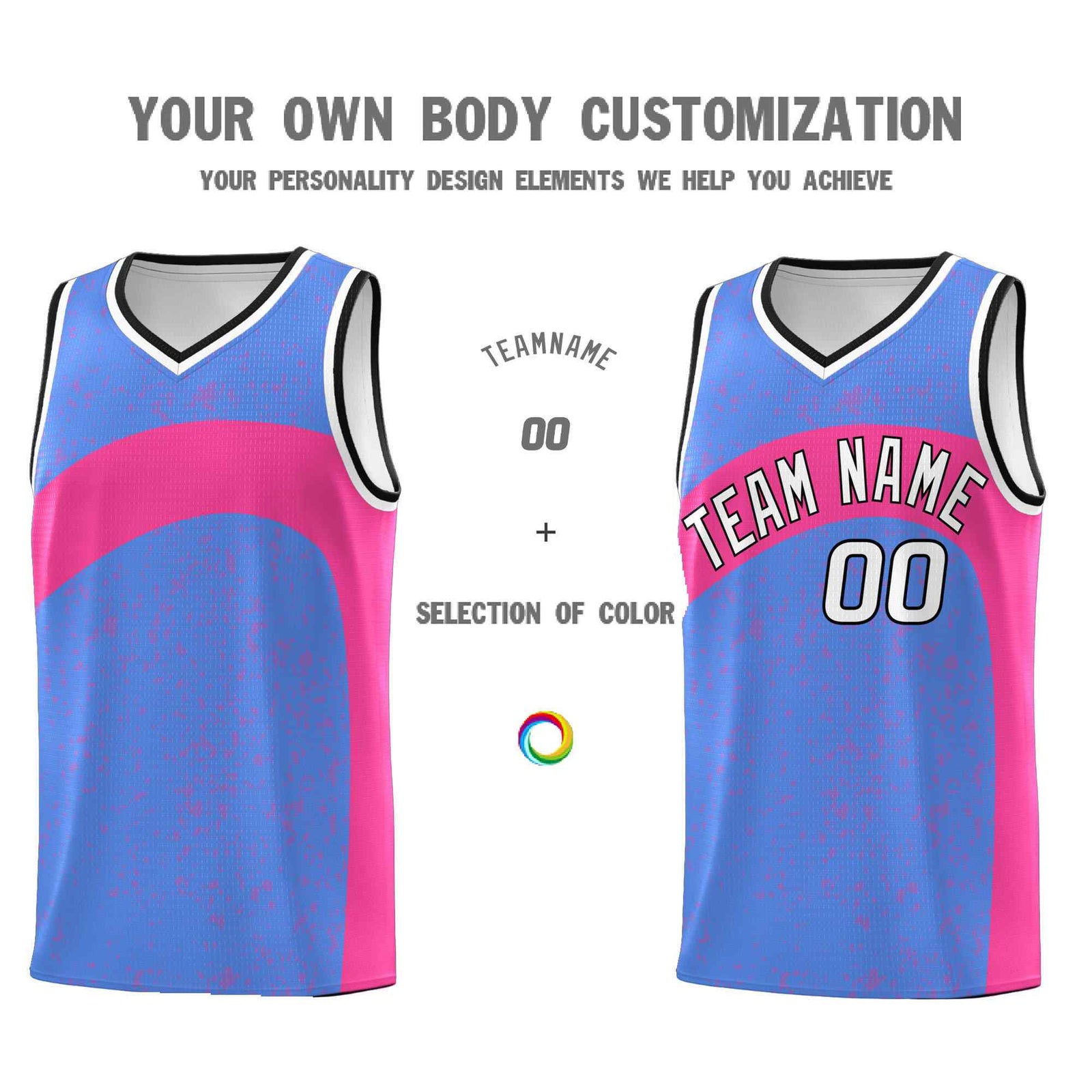 Custom Powder Blue Pink Dot Graffiti Pattern Irregular Team Names Sports Uniform Basketball Jersey