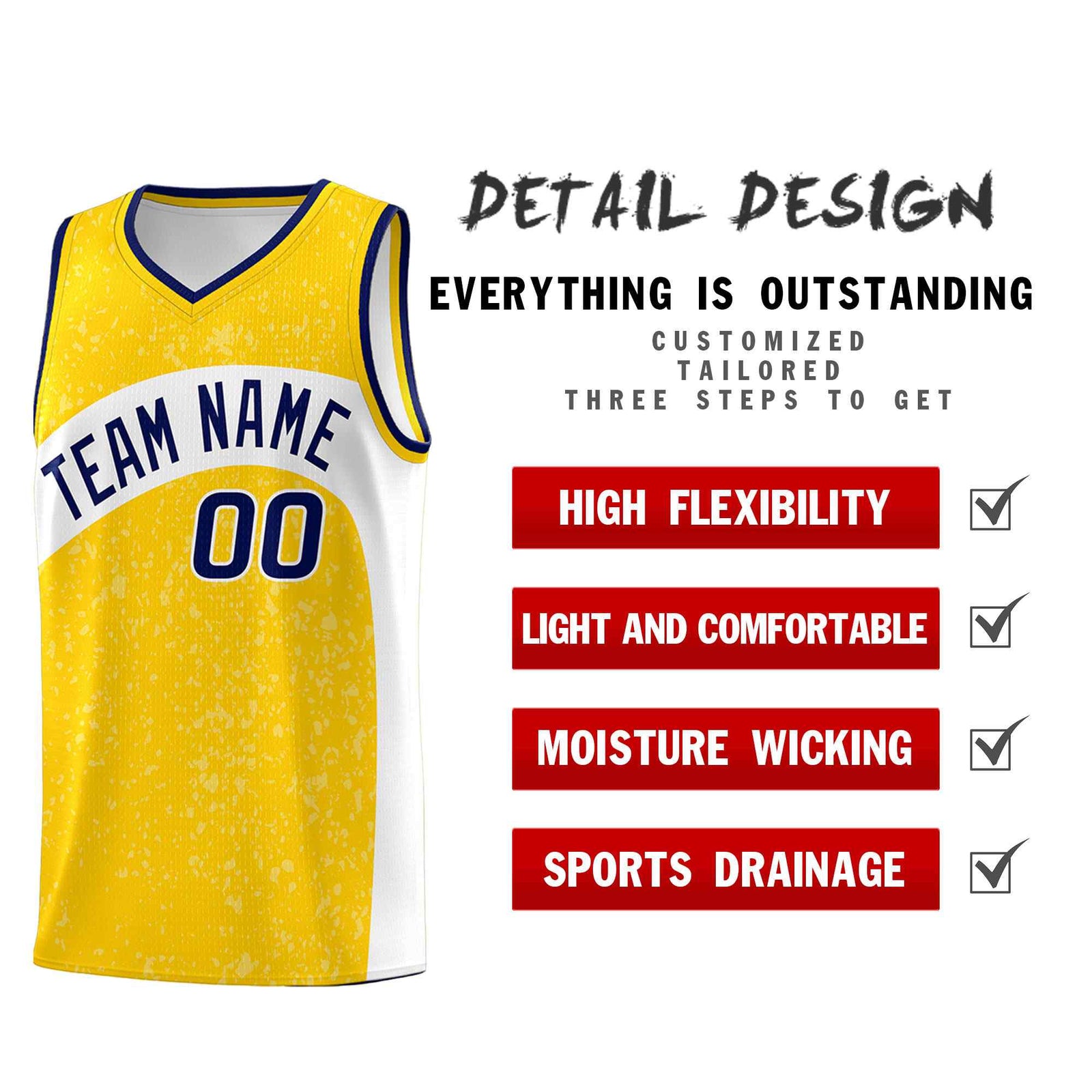Custom Gold White Dot Graffiti Pattern Irregular Team Names Sports Uniform Basketball Jersey