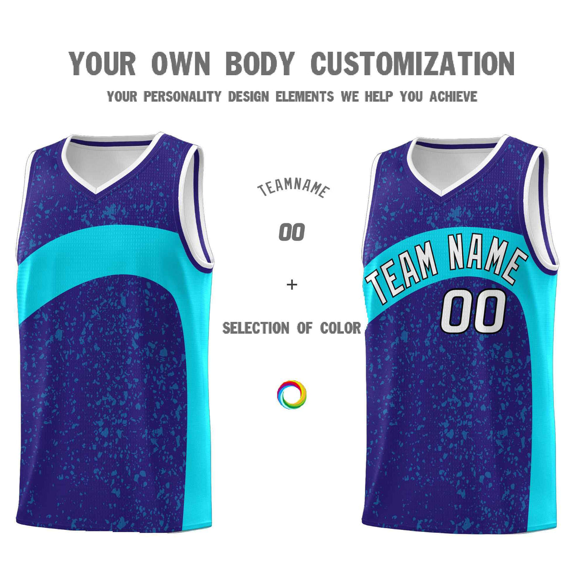 Custom Royal Sky Blue Dot Graffiti Pattern Irregular Team Names Sports Uniform Basketball Jersey
