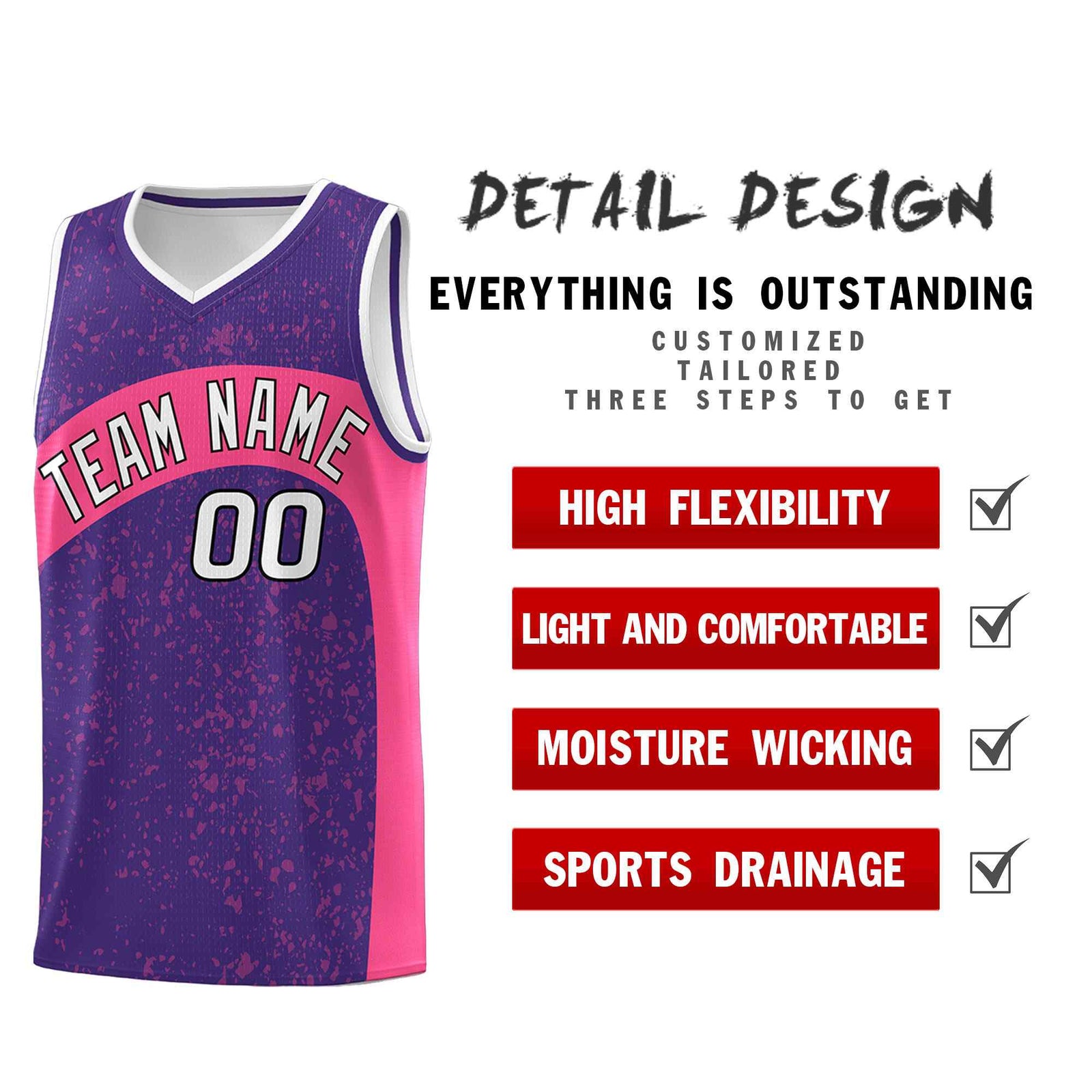 Custom Purple Pink Dot Graffiti Pattern Irregular Team Names Sports Uniform Basketball Jersey| KXKSHOP