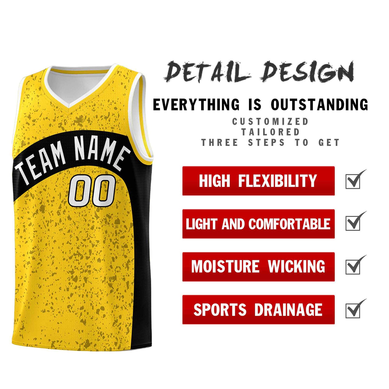 Custom Gold Black Dot Graffiti Pattern Irregular Team Names Sports Uniform Basketball Jersey| KXKSHOP
