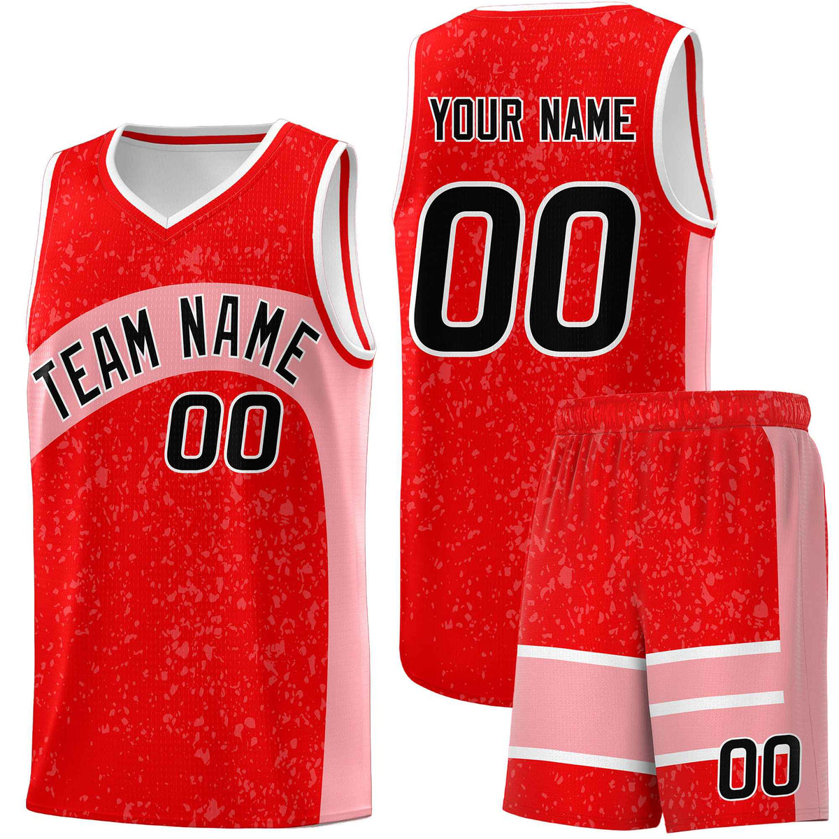 Custom Light Red Light Pink Dot Graffiti Pattern Irregular Team Names Sports Uniform Basketball Jersey| KXKSHOP
