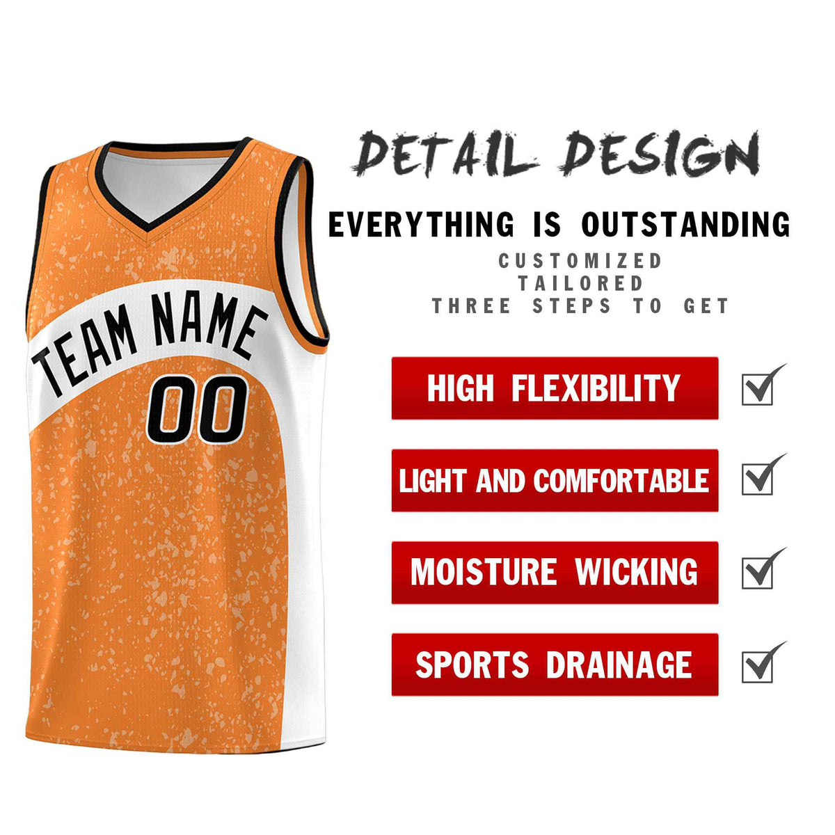 Custom Gold Orange White Dot Graffiti Pattern Irregular Team Names Sports Uniform Basketball Jersey