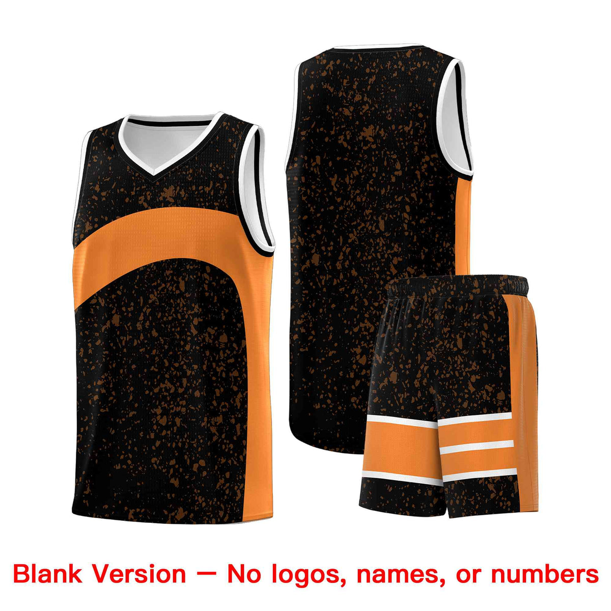 Custom Black Gold Orange Dot Graffiti Pattern Irregular Team Names Sports Uniform Basketball Jersey