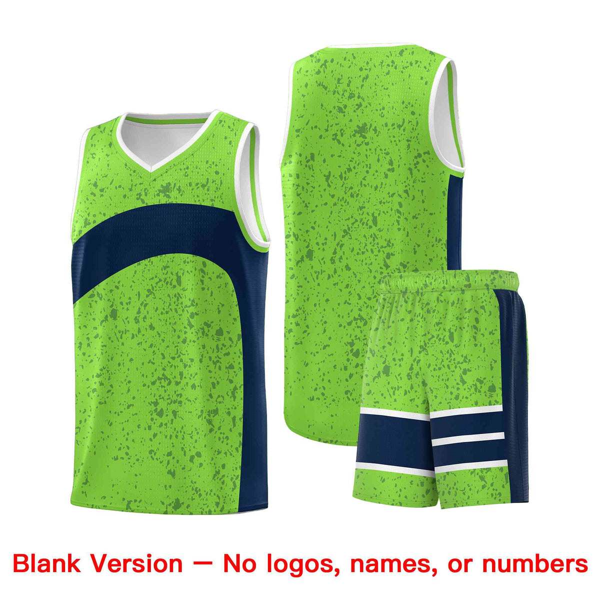 Custom Fluorescent Green Navy Dot Graffiti Pattern Irregular Team Names Sports Uniform Basketball Jersey