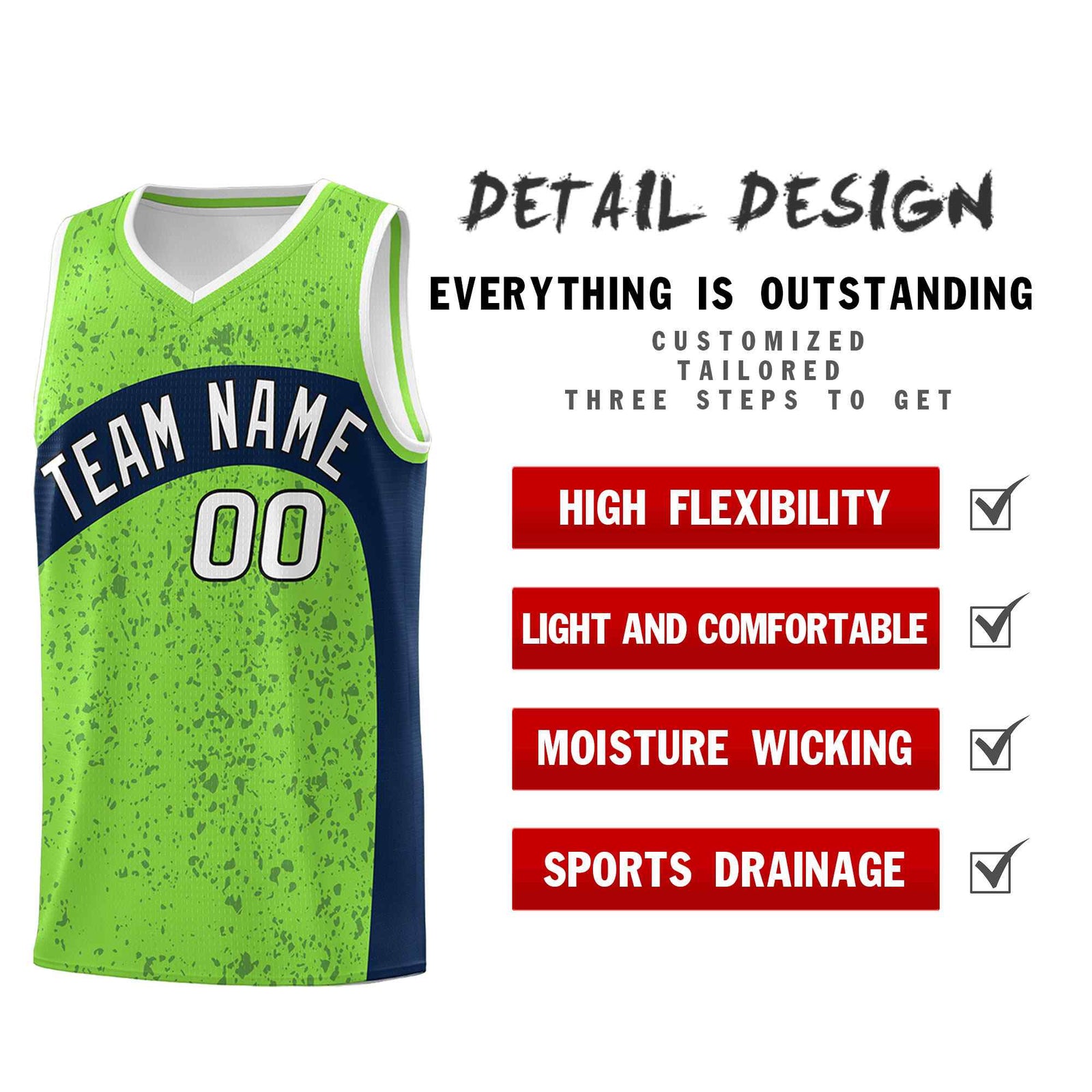Custom Fluorescent Green Navy Dot Graffiti Pattern Irregular Team Names Sports Uniform Basketball Jersey