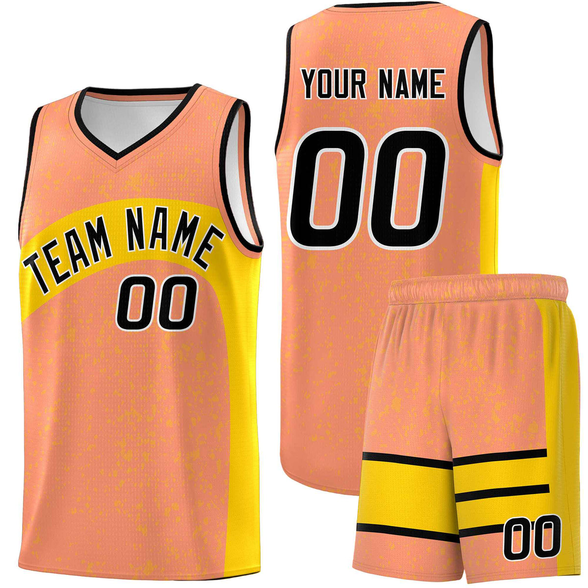 Custom Light Orange Gold Dot Graffiti Pattern Irregular Team Names Sports Uniform Basketball Jersey| KXKSHOP