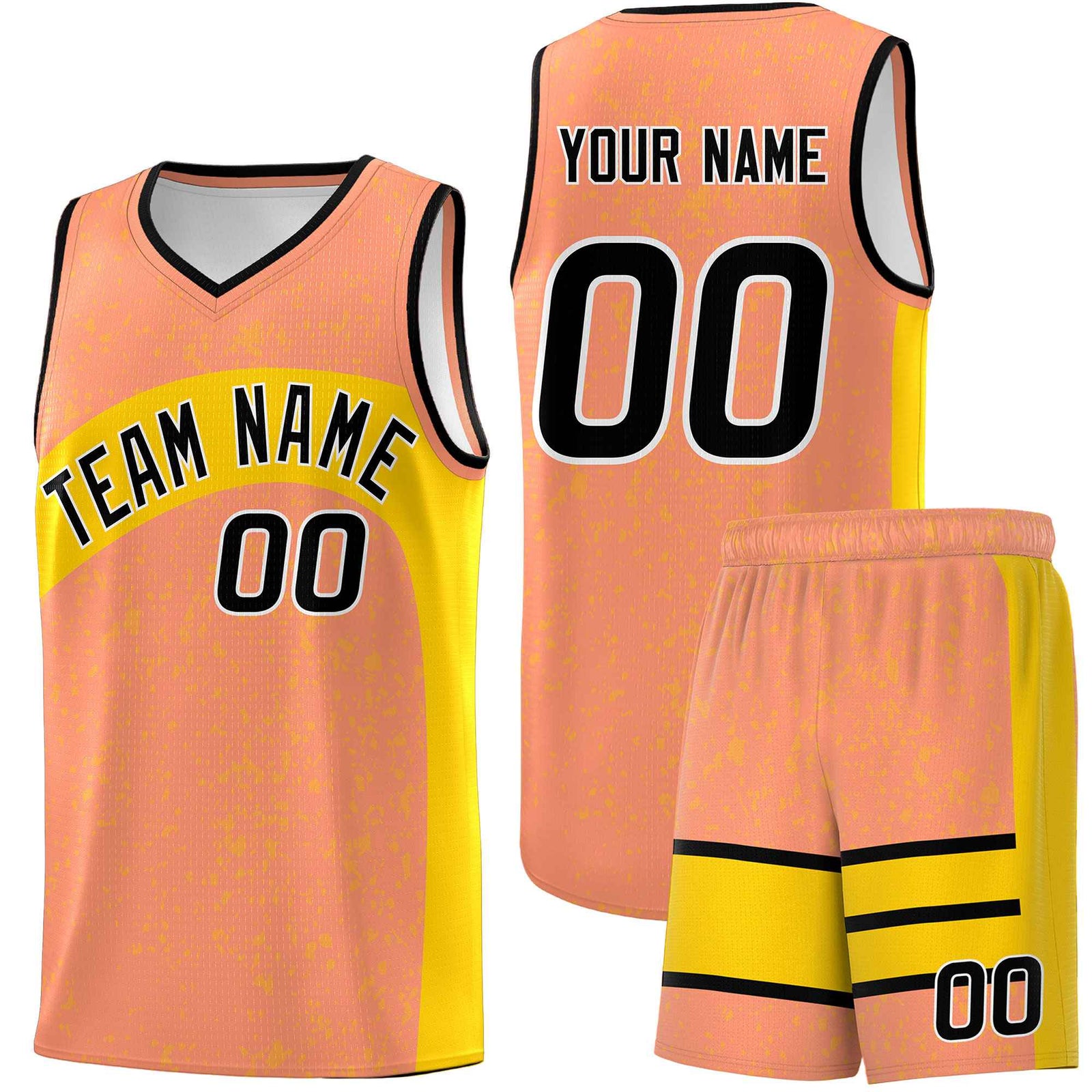 Custom Light Orange Gold Dot Graffiti Pattern Irregular Team Names Sports Uniform Basketball Jersey| KXKSHOP