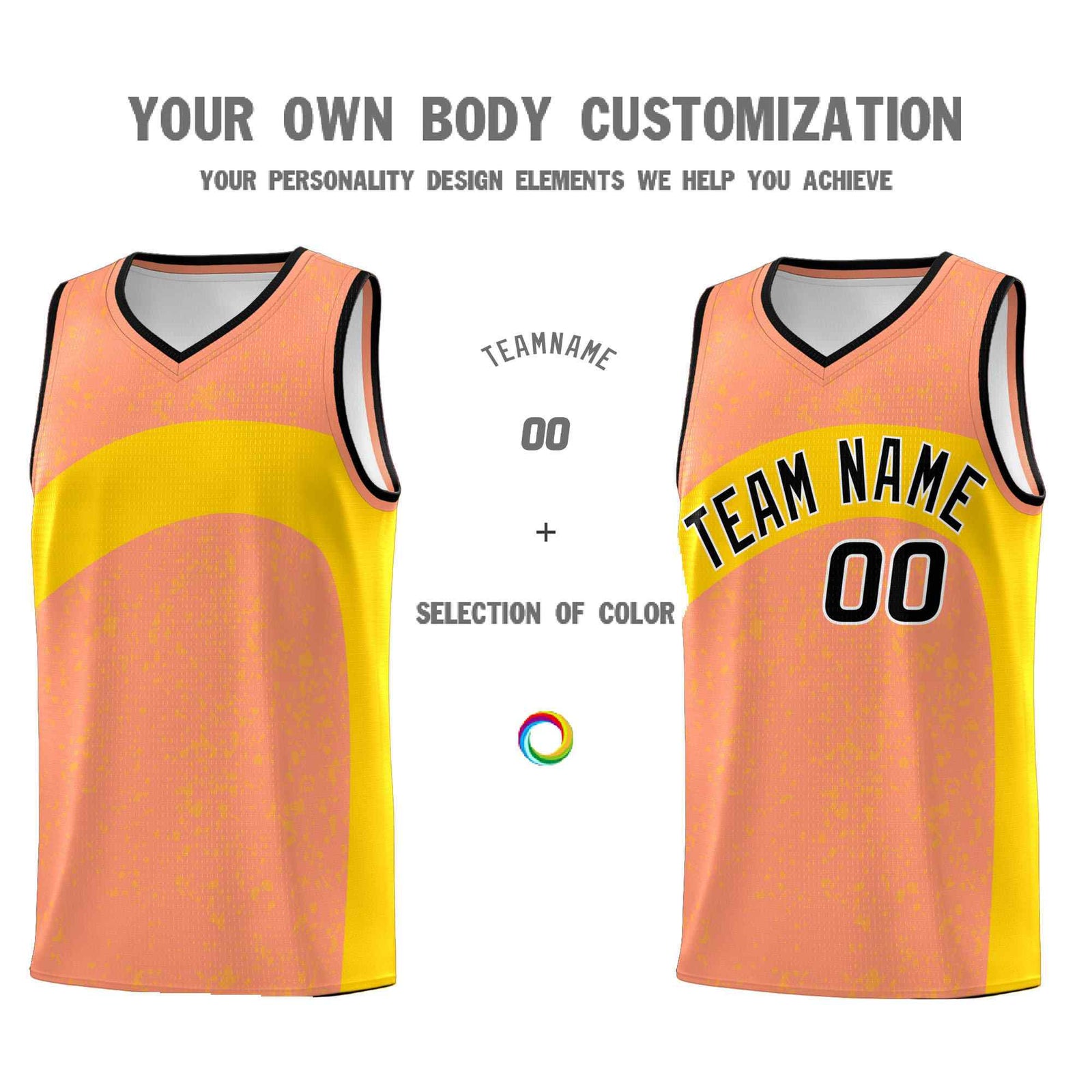 Custom Light Orange Gold Dot Graffiti Pattern Irregular Team Names Sports Uniform Basketball Jersey