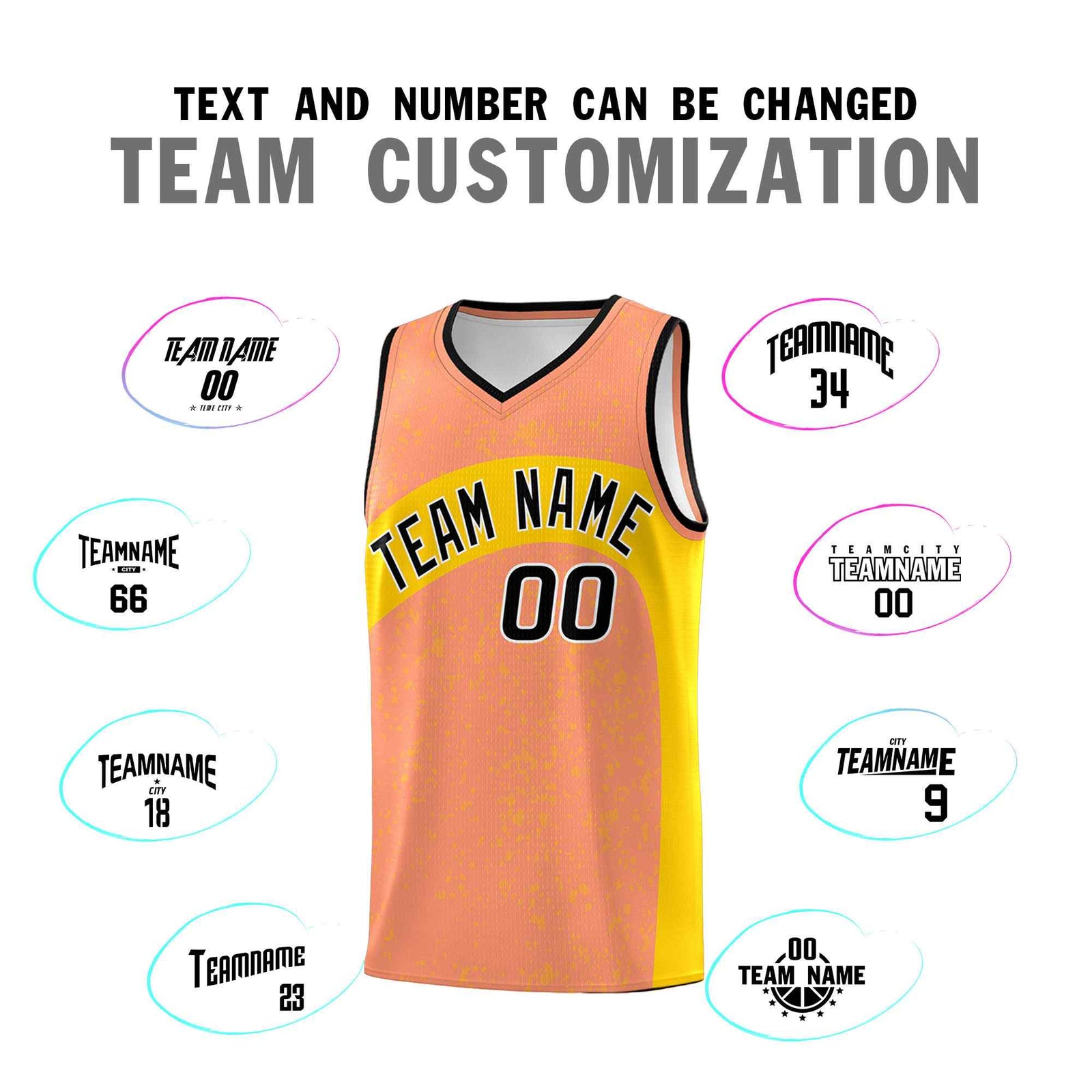 Custom Light Orange Gold Dot Graffiti Pattern Irregular Team Names Sports Uniform Basketball Jersey