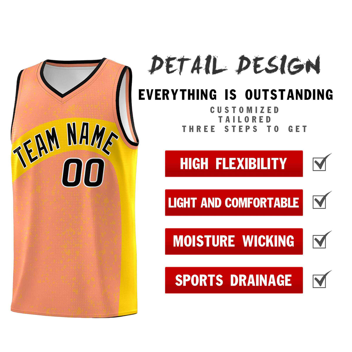 Custom Light Orange Gold Dot Graffiti Pattern Irregular Team Names Sports Uniform Basketball Jersey