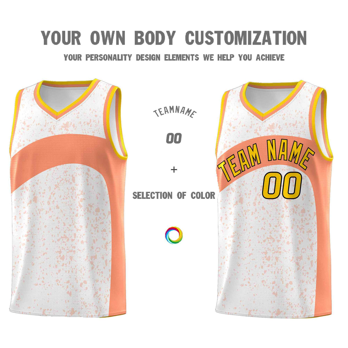 Custom White Light Orange Dot Graffiti Pattern Irregular Team Names Sports Uniform Basketball Jersey