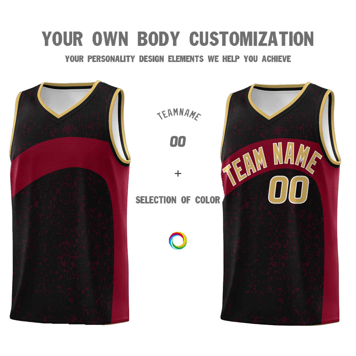 Custom Black Crimson Dot Graffiti Pattern Irregular Team Names Sports Uniform Basketball Jersey