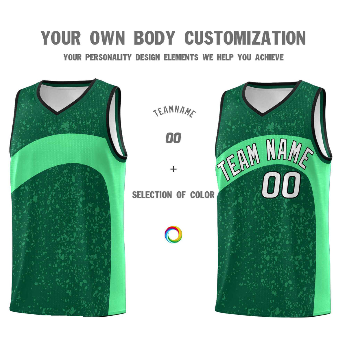 Custom Kelly Green Green Dot Graffiti Pattern Irregular Team Names Sports Uniform Basketball Jersey