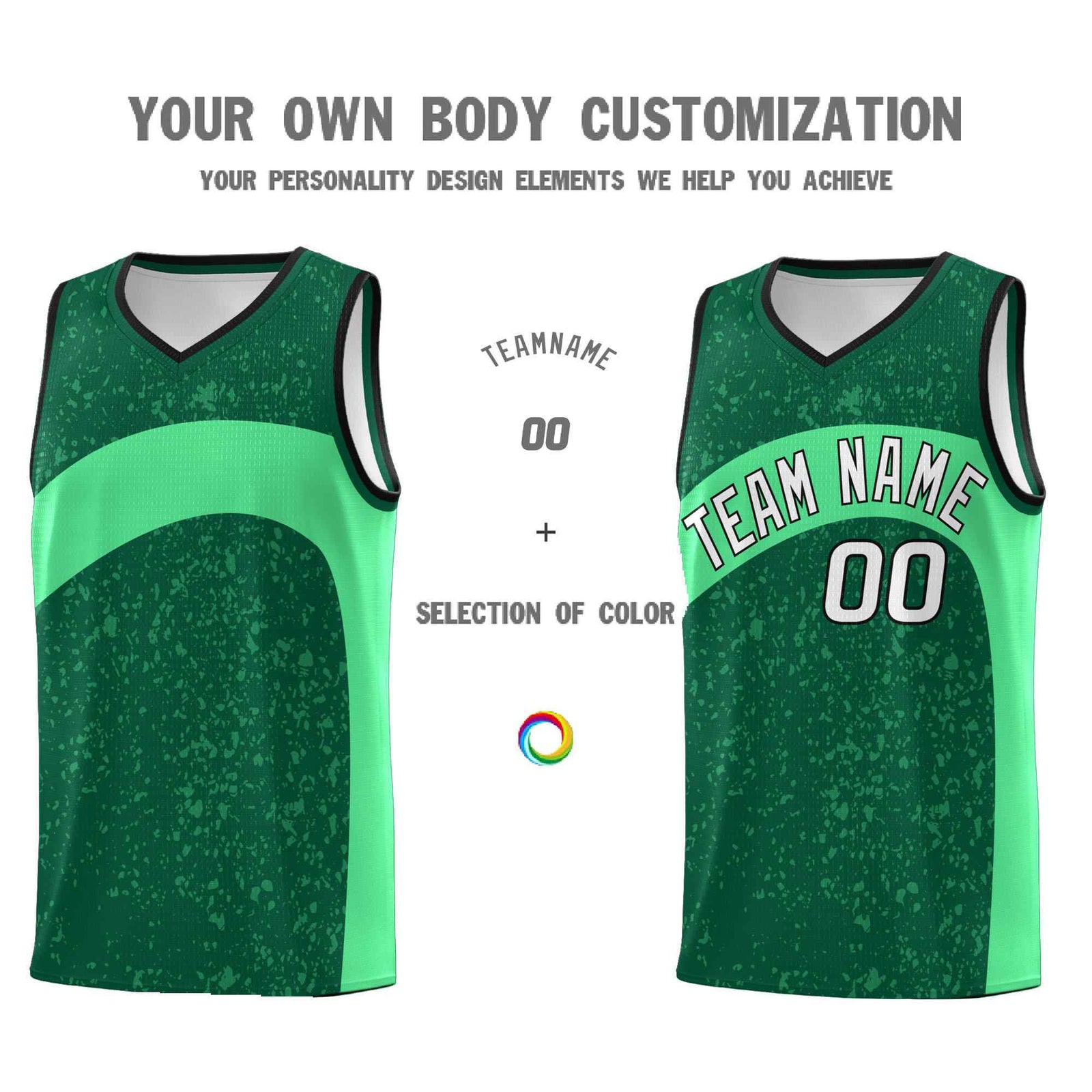 Custom Kelly Green Green Dot Graffiti Pattern Irregular Team Names Sports Uniform Basketball Jersey
