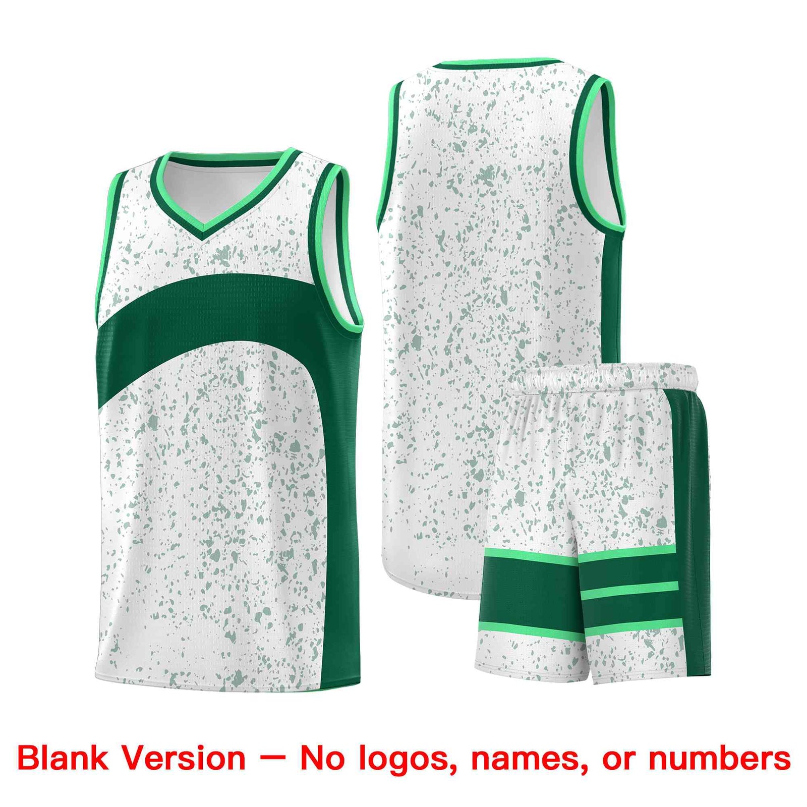 Custom White Kelly Green Dot Graffiti Pattern Irregular Team Names Sports Uniform Basketball Jersey| KXKSHOP