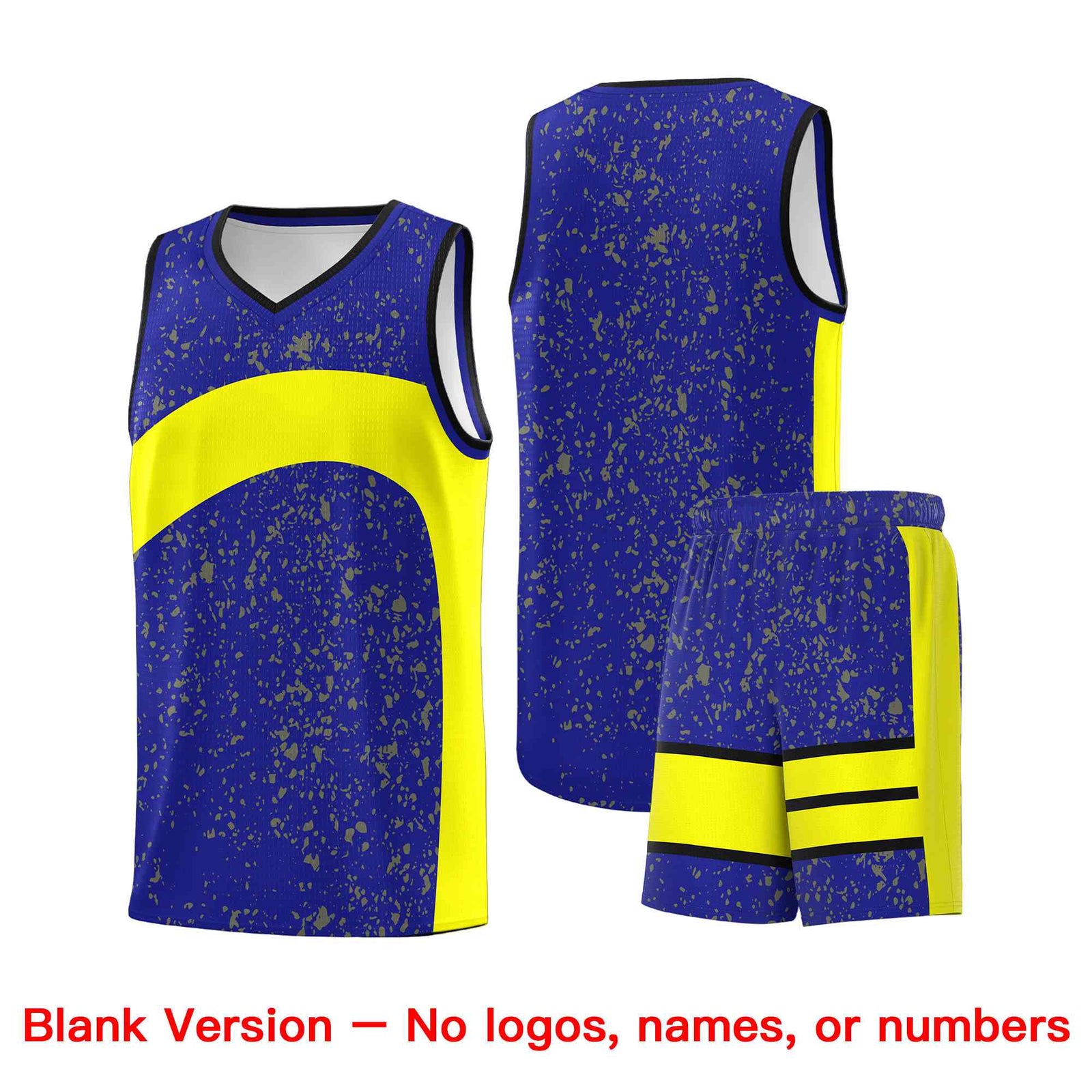Custom Royal Fluorescent Yellow Dot Graffiti Pattern Irregular Team Names Sports Uniform Basketball Jersey| KXKSHOP