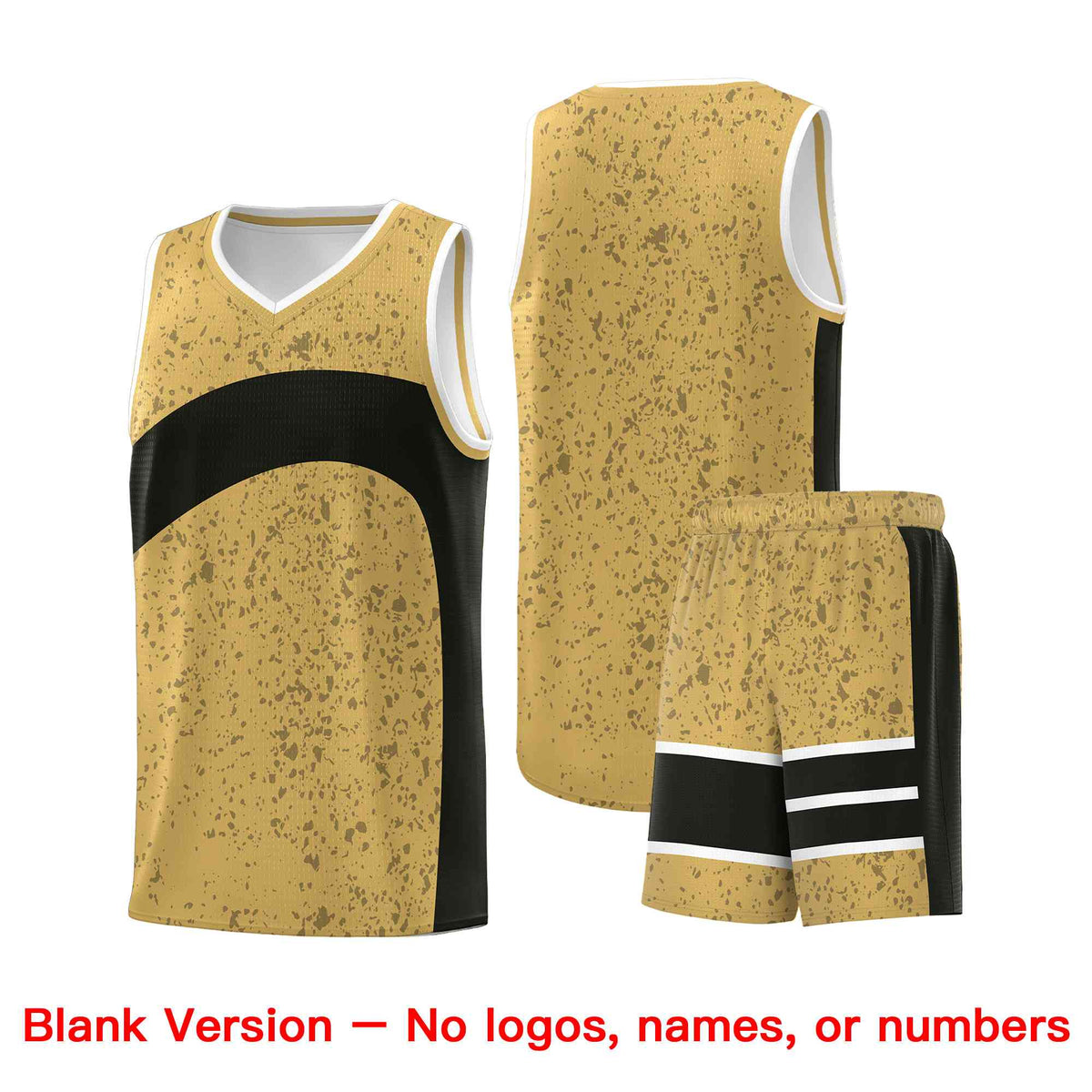 Custom Old Gold Black Dot Graffiti Pattern Irregular Team Names Sports Uniform Basketball Jersey