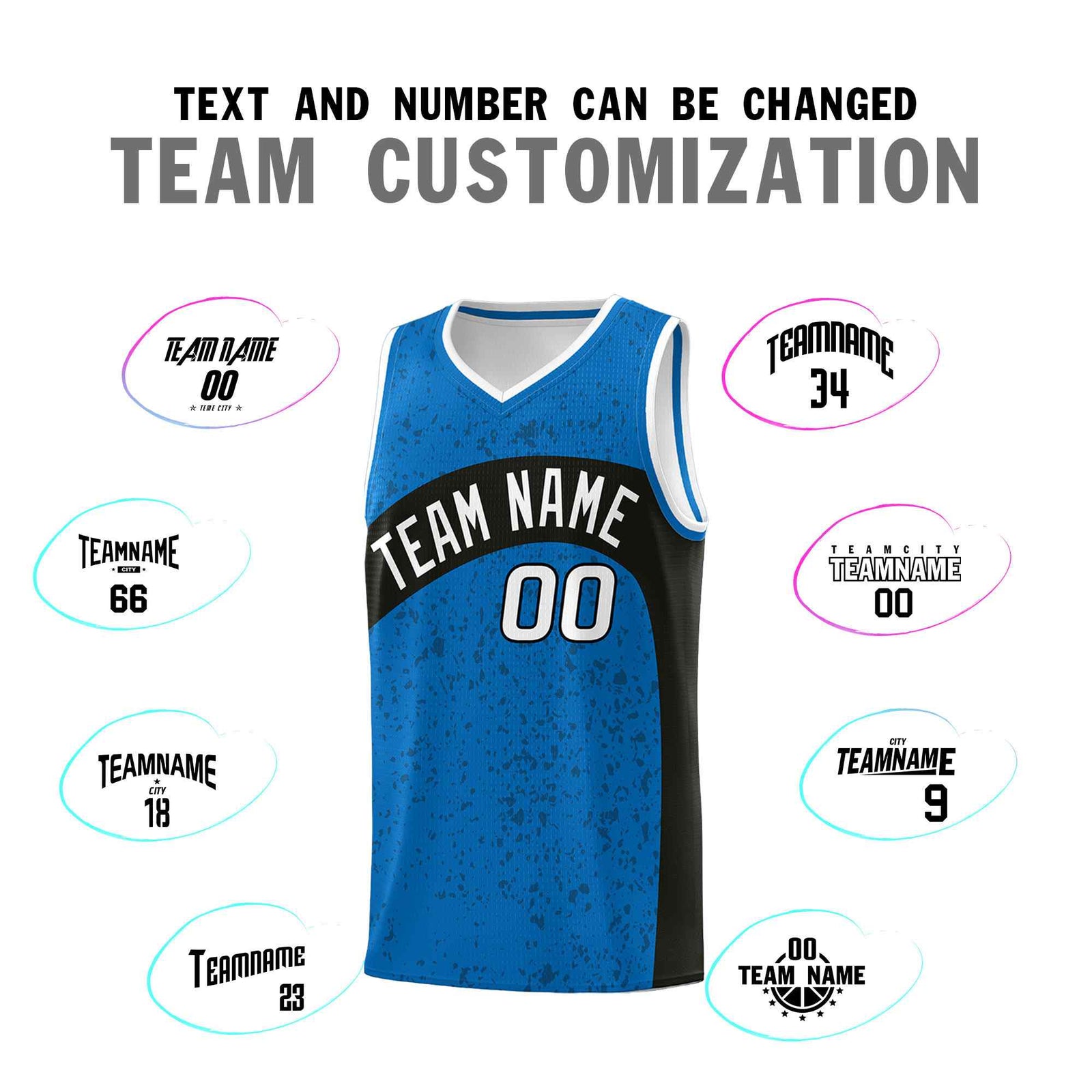 Custom Royal Black Dot Graffiti Pattern Irregular Team Names Sports Uniform Basketball Jersey