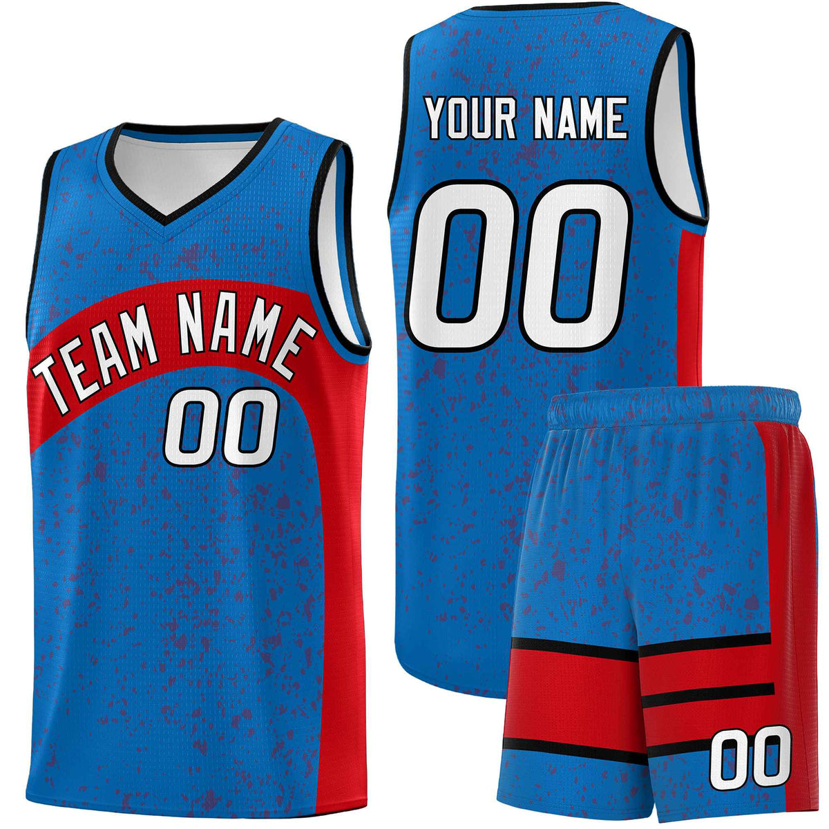 Custom Royal Red Dot Graffiti Pattern Irregular Team Names Sports Uniform Basketball Jersey| KXKSHOP