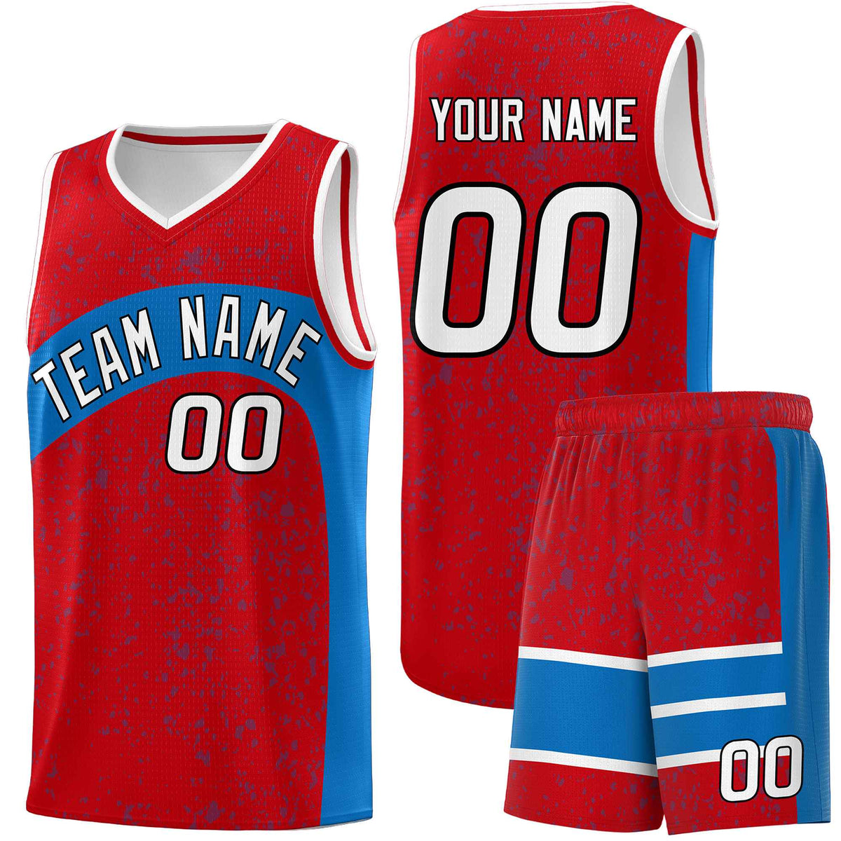 Custom Red Royal Dot Graffiti Pattern Irregular Team Names Sports Uniform Basketball Jersey| KXKSHOP