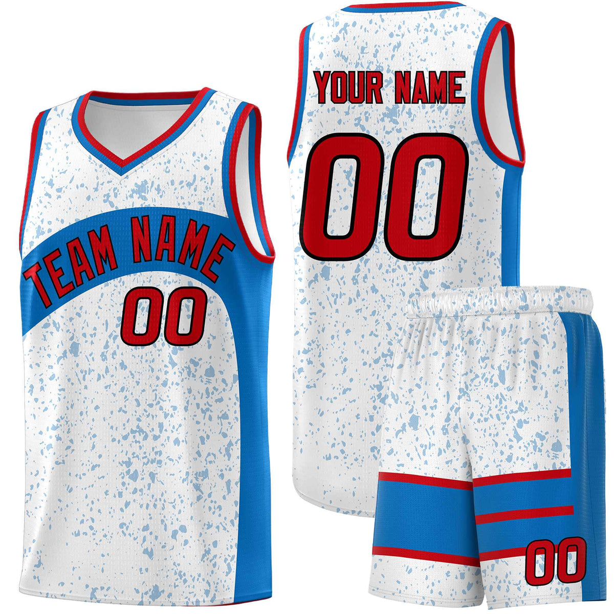 Custom White Royal Dot Graffiti Pattern Irregular Team Names Sports Uniform Basketball Jersey| KXKSHOP