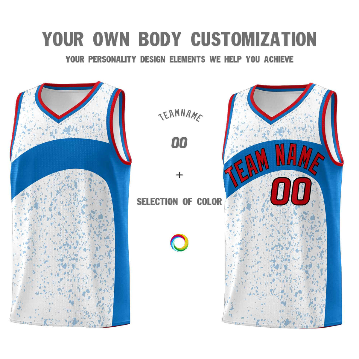 Custom White Royal Dot Graffiti Pattern Irregular Team Names Sports Uniform Basketball Jersey