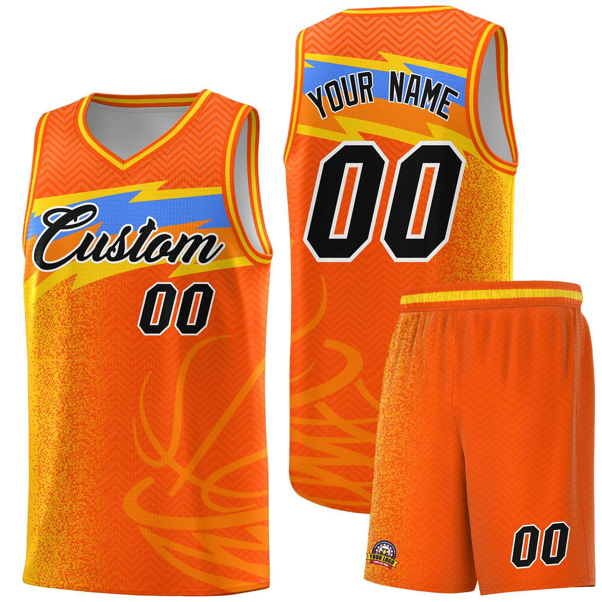 Custom Orange Dot Scatter Graffiti Pattern Sports Uniform Basketball Jersey