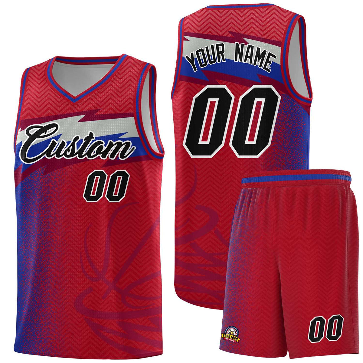 Custom Red Dot Scatter Graffiti Pattern Sports Uniform Basketball Jersey