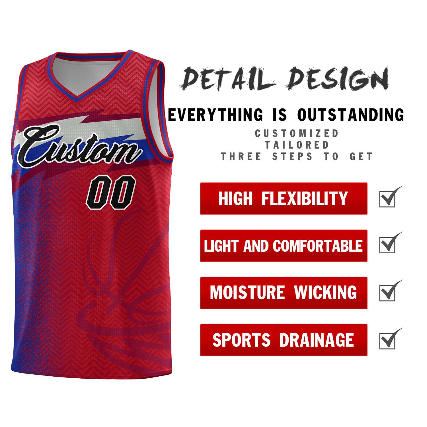 Custom Red Dot Scatter Graffiti Pattern Sports Uniform Basketball Jersey