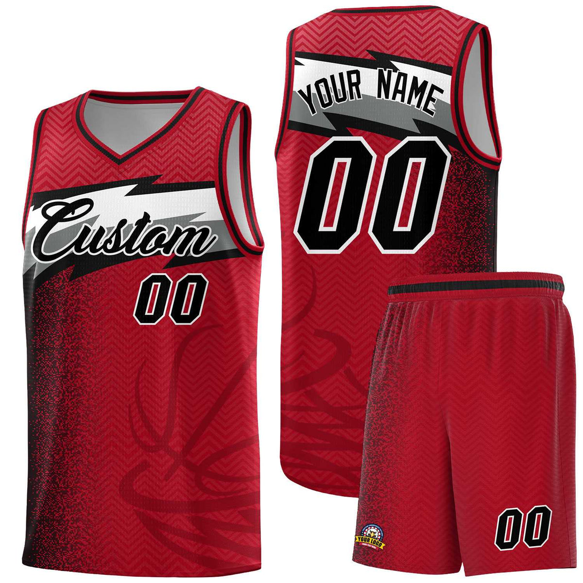 Custom Red Dot Scatter Graffiti Pattern Sports Uniform Basketball Jersey