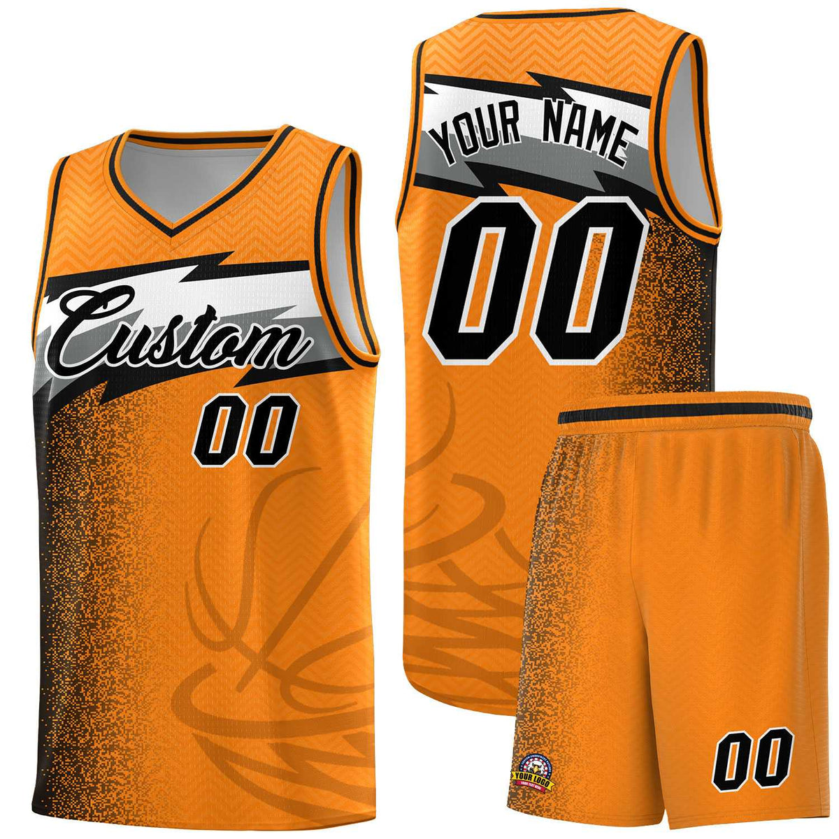 Custom Broncos Orange Dot Scatter Graffiti Pattern Sports Uniform Basketball Jersey