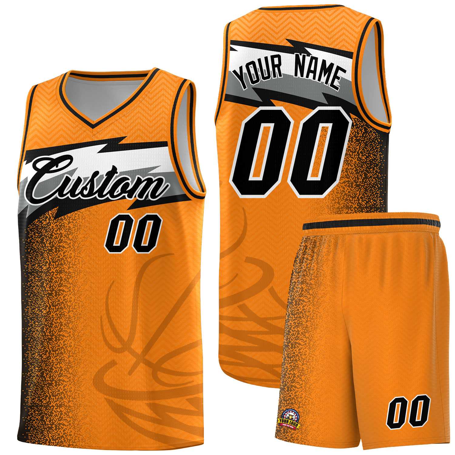Custom Broncos Orange Dot Scatter Graffiti Pattern Sports Uniform Basketball Jersey