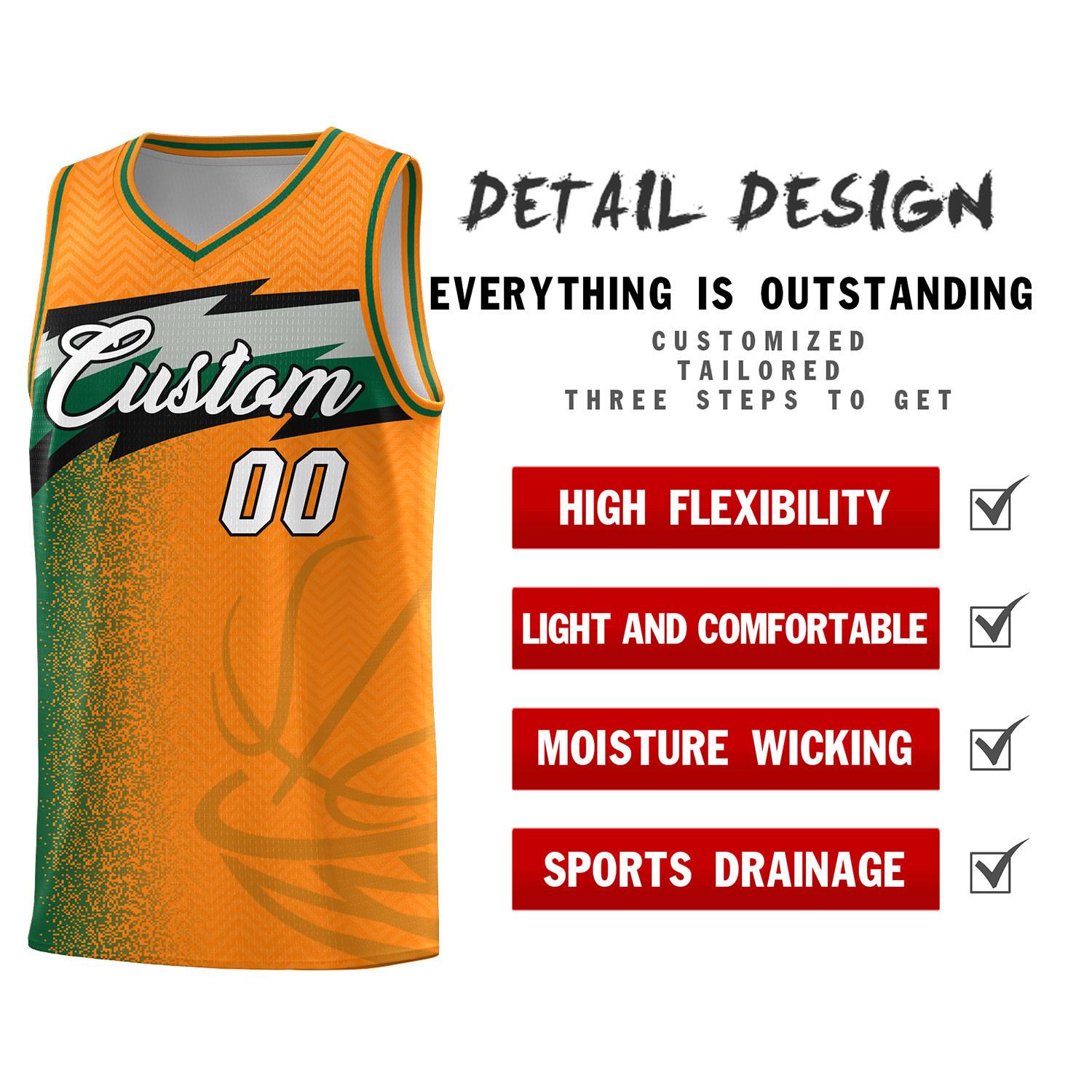 Custom Broncos Orange Dot Scatter Graffiti Pattern Sports Uniform Basketball Jersey