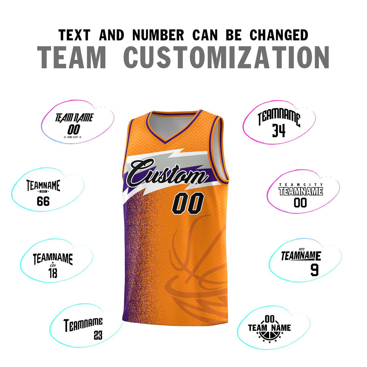 Custom Broncos Orange Dot Scatter Graffiti Pattern Sports Uniform Basketball Jersey