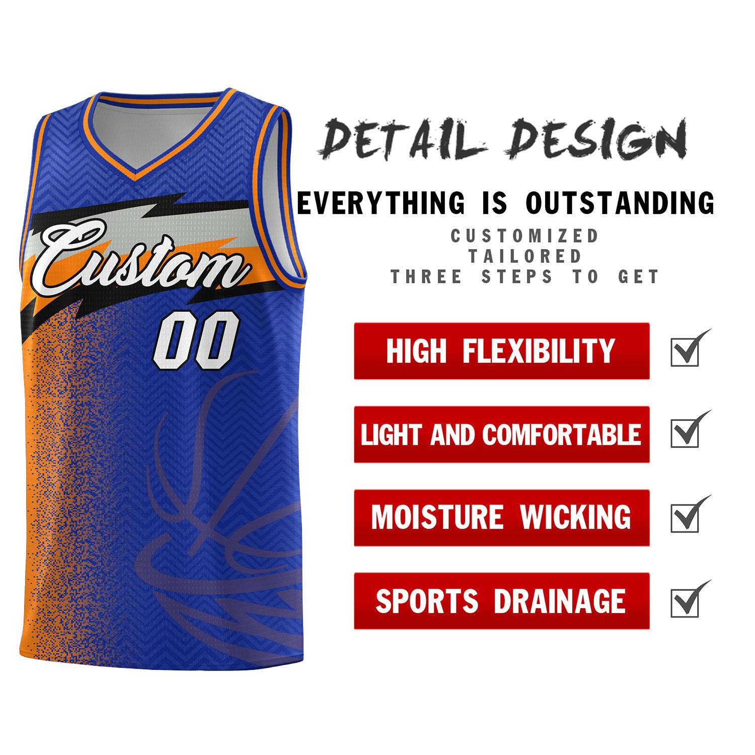 Custom Royal Dot Scatter Graffiti Pattern Sports Uniform Basketball Jersey