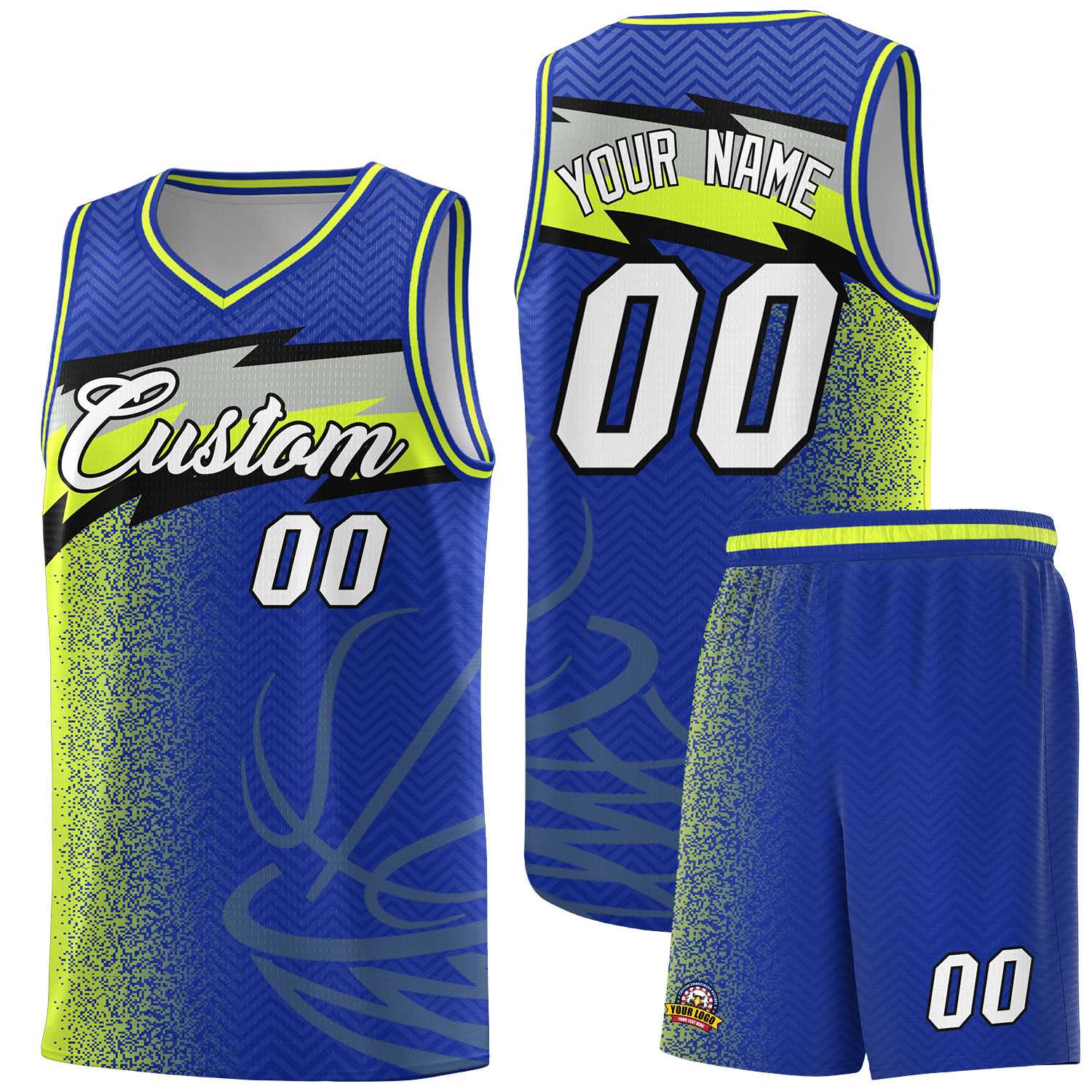 Custom Royal Dot Scatter Graffiti Pattern Sports Uniform Basketball Jersey