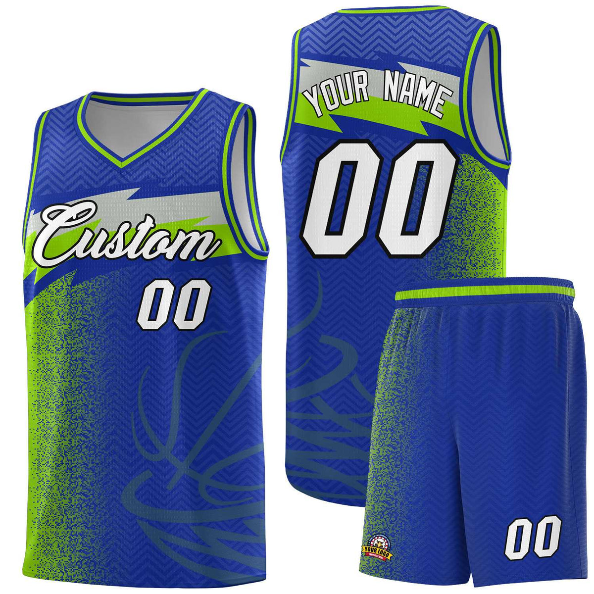 Custom Royal Dot Scatter Graffiti Pattern Sports Uniform Basketball Jersey