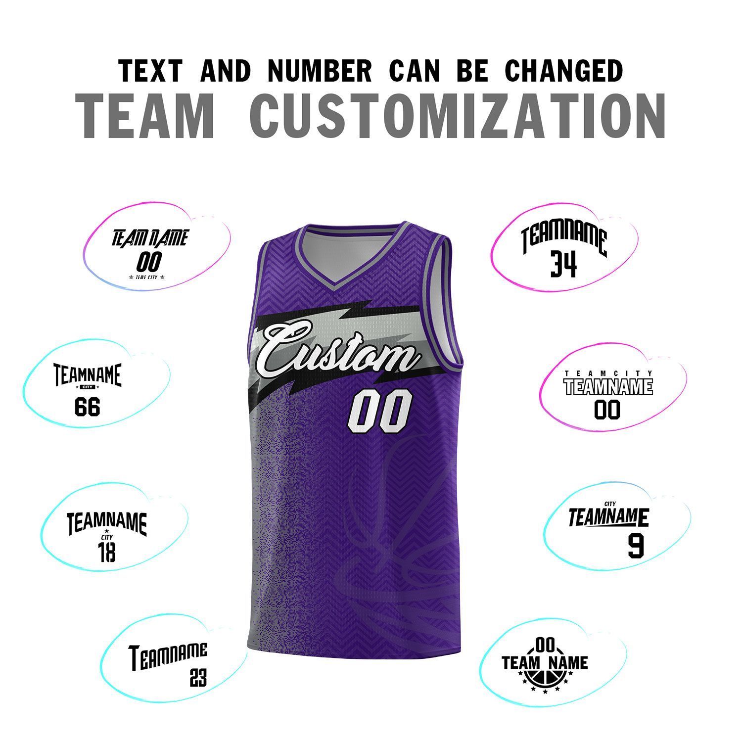 Custom Purple Dot Scatter Graffiti Pattern Sports Uniform Basketball Jersey