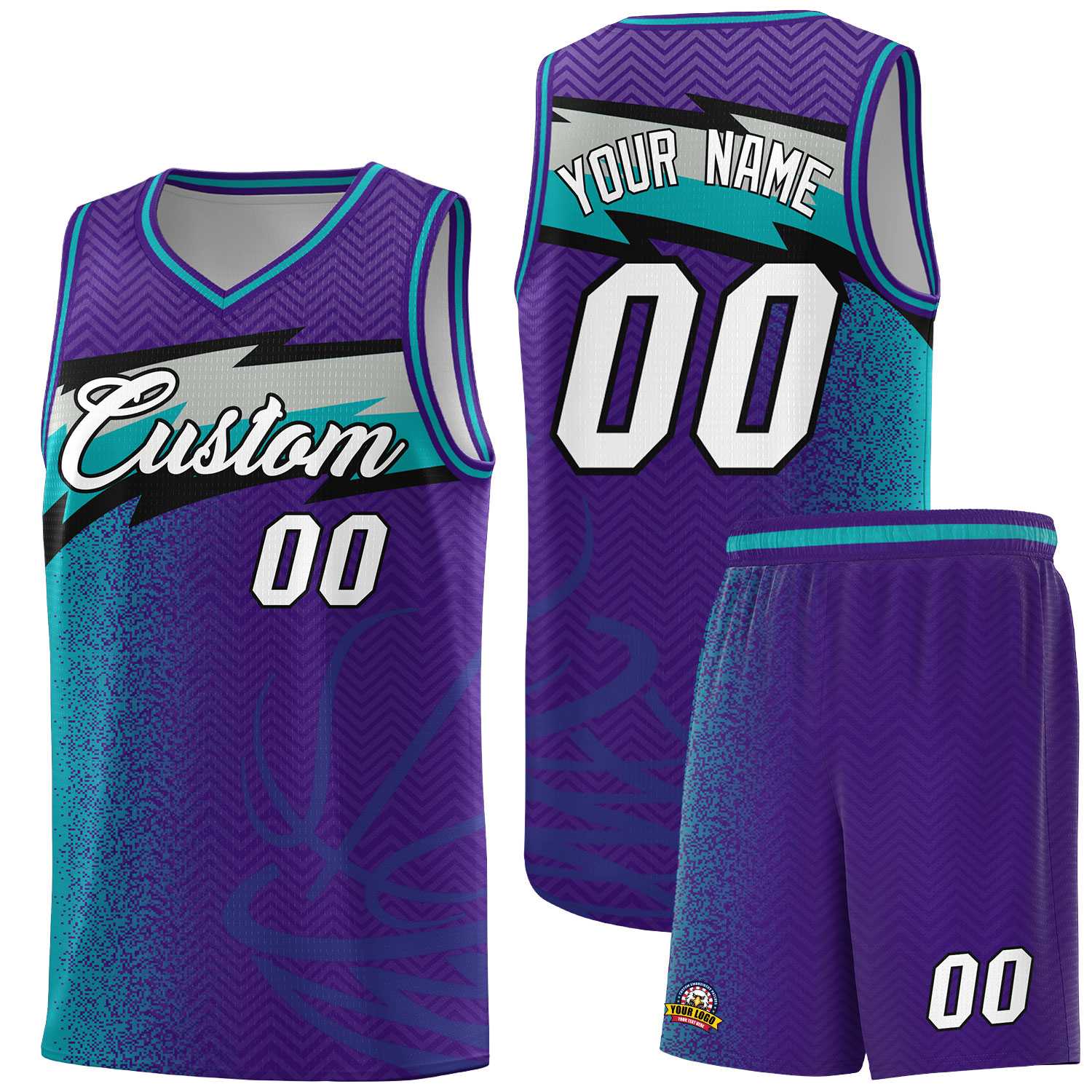 Custom Purple Dot Scatter Graffiti Pattern Sports Uniform Basketball Jersey