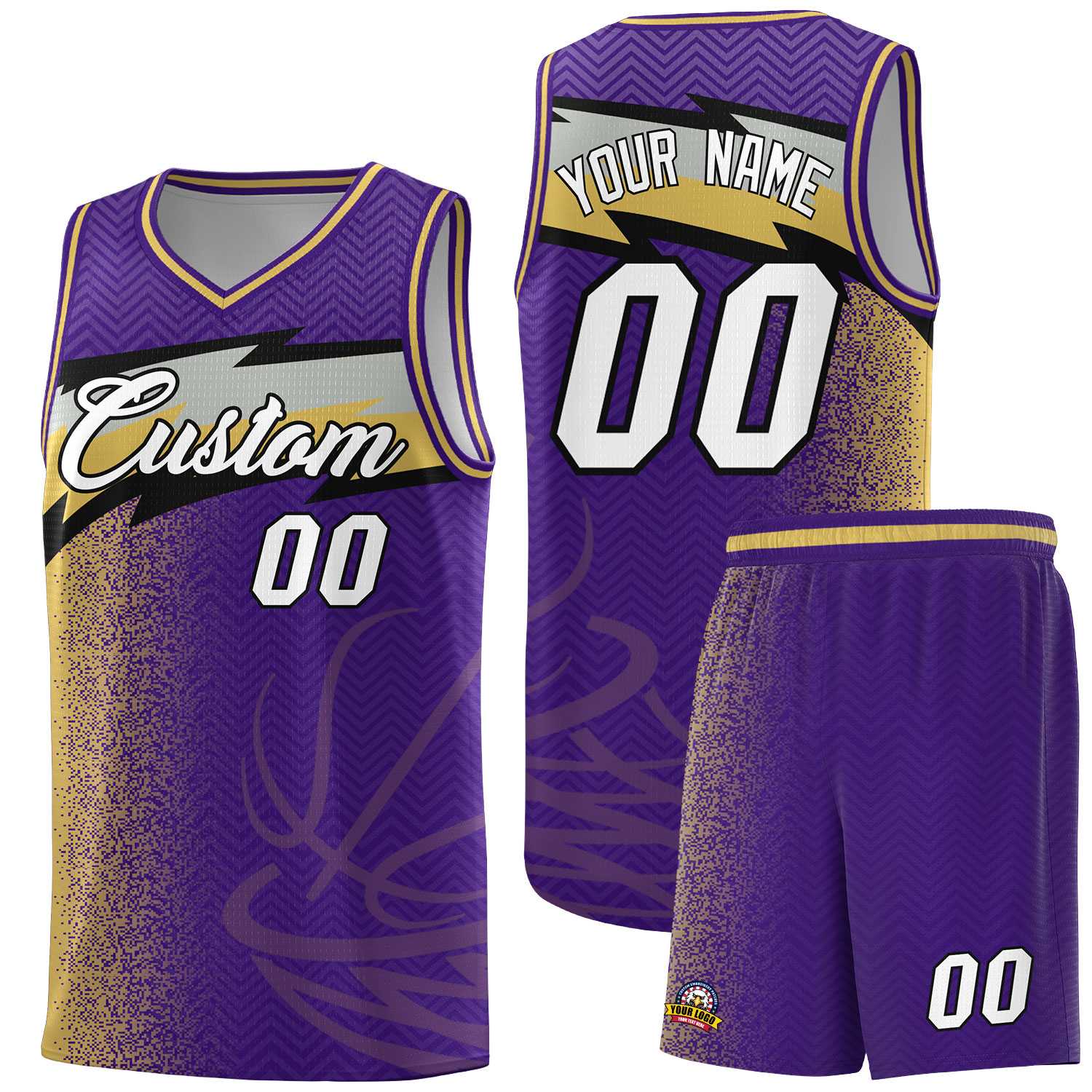 Custom Purple Dot Scatter Graffiti Pattern Sports Uniform Basketball Jersey