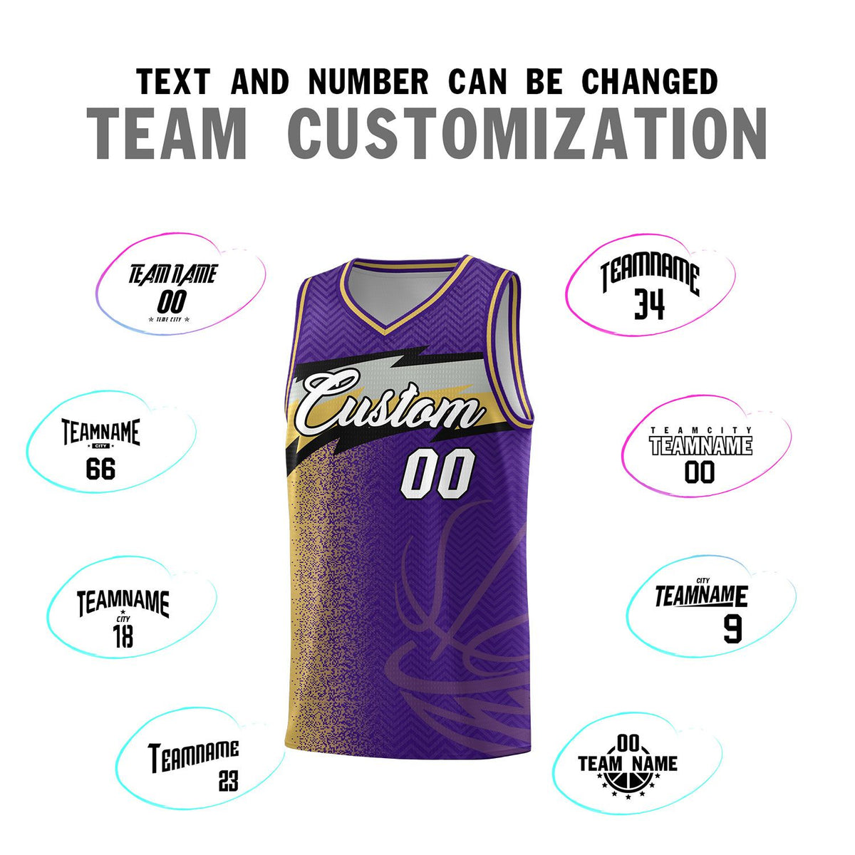 Custom Purple Dot Scatter Graffiti Pattern Sports Uniform Basketball Jersey